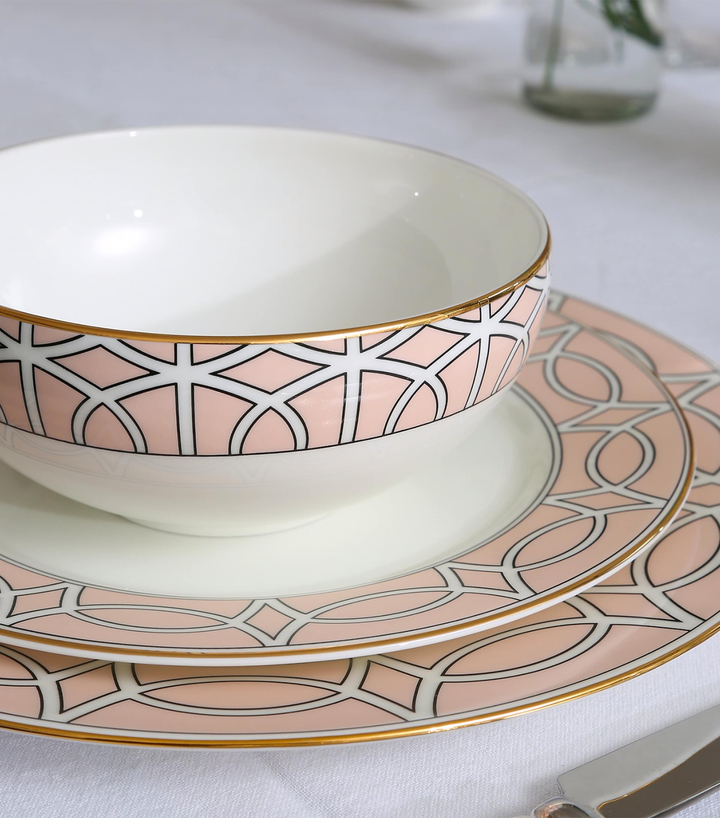 Set of 2 Loop Dessert Plates (21cm) BLUSH Image 2