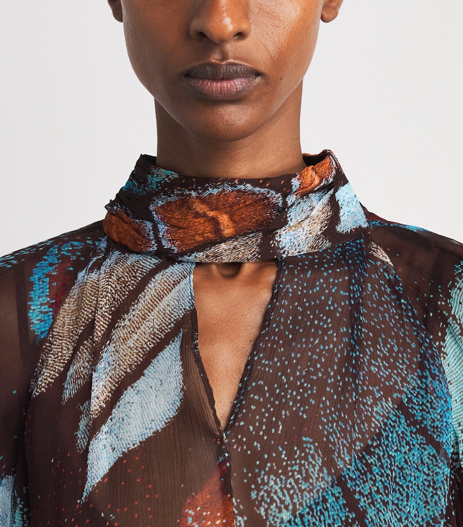 STAUD Womens Chiffon Printed Esther Blouse Bfsy Butterfly Sky Image 5