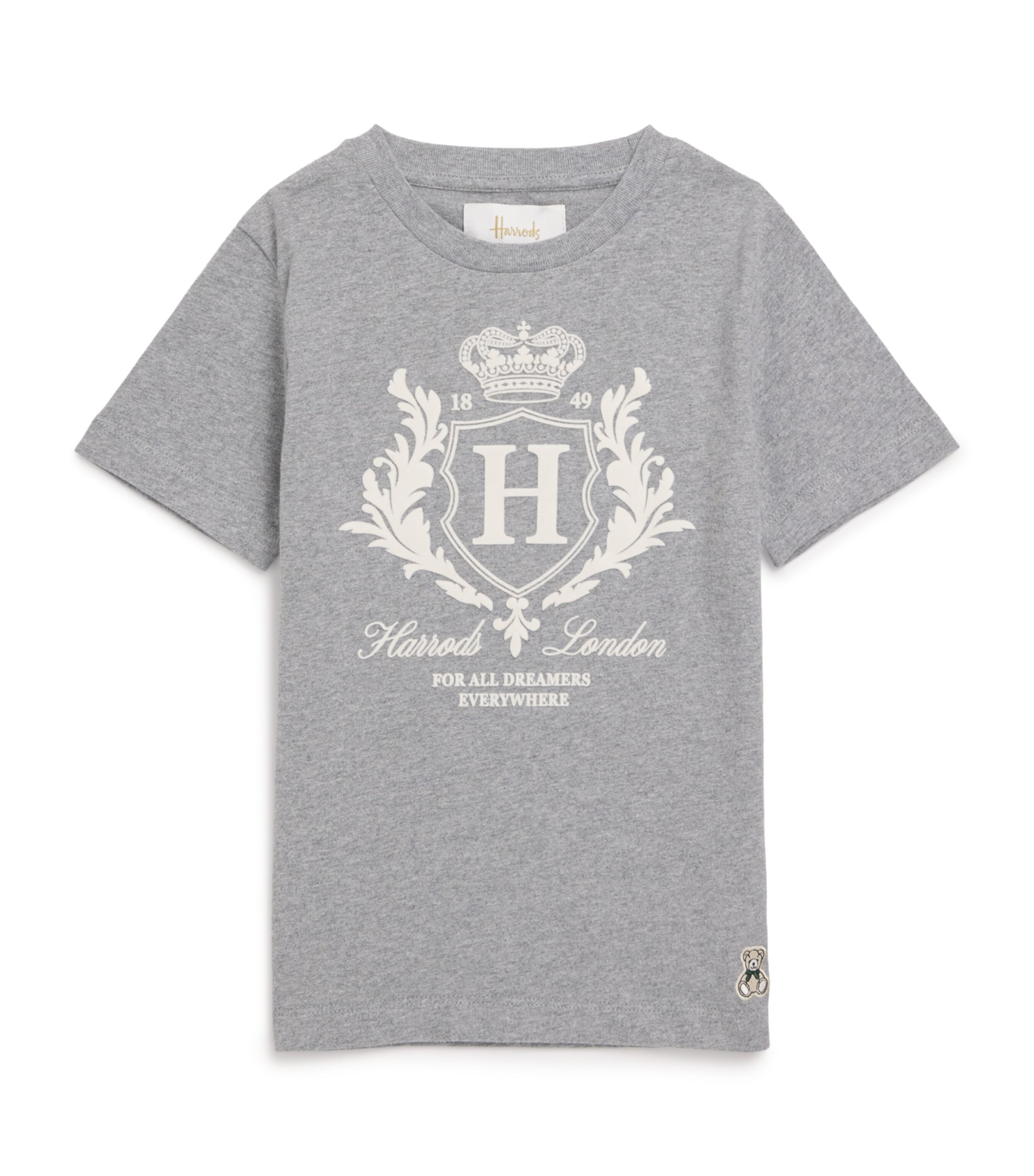 Harrods Cotton Jersey Flocked Logo T-Shirt (2-8 Years) Grey Image 1
