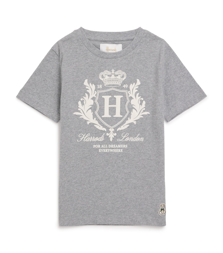 Harrods Cotton Jersey Flocked Logo T-Shirt (2-8 Years) Grey Image 1