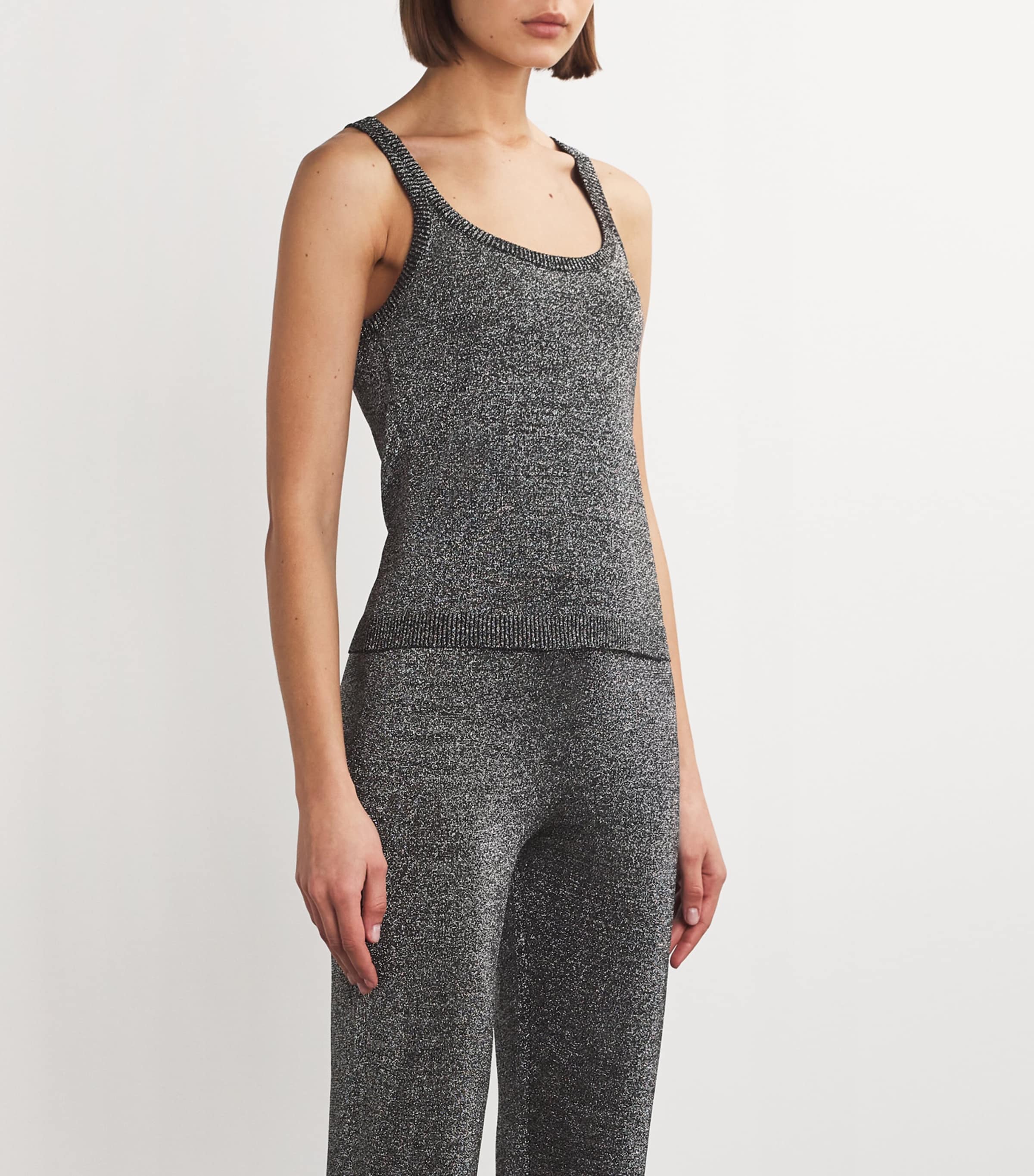 Missoni Womens Glitter Tank Top Black Silver Image 3