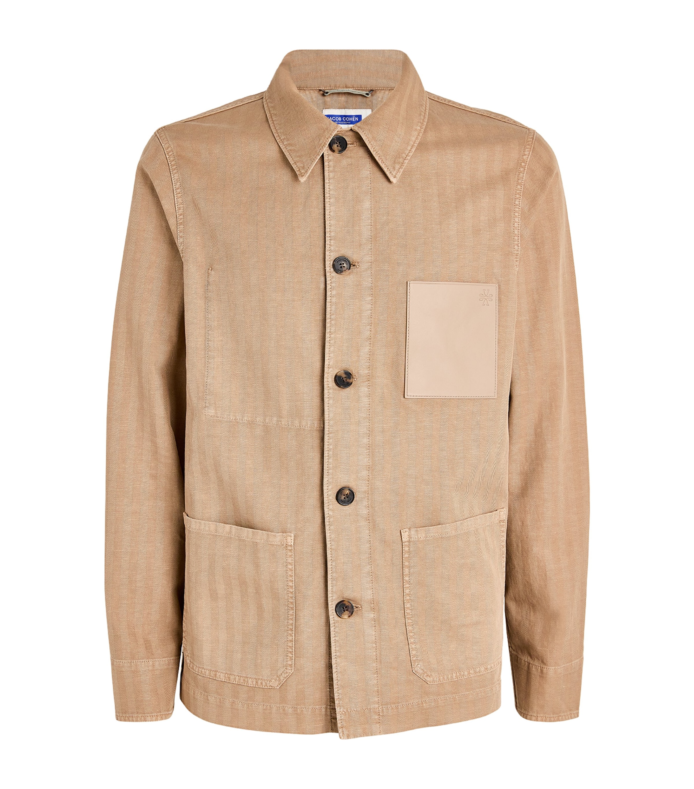 Jacob Cohen Cotton-blend Patch Overshirt In Beige