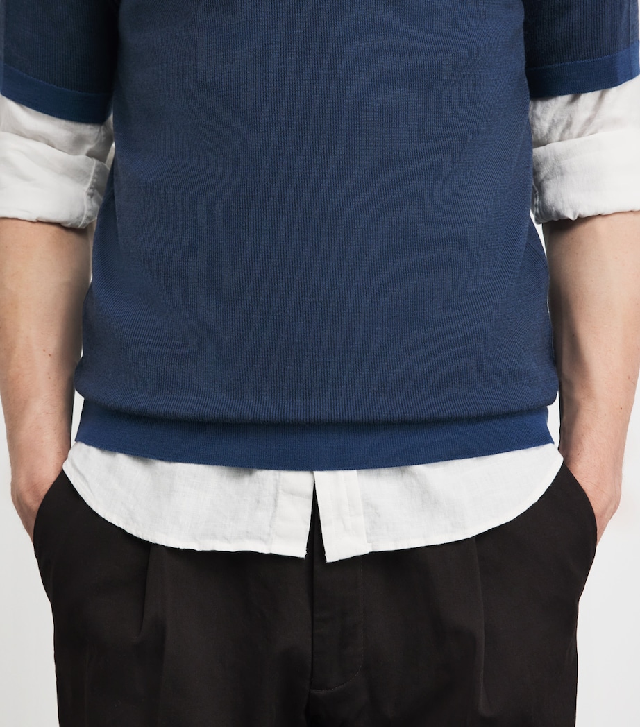 John Smedley Mens Merino Wool Roderick T-Shirt Teal Firth/hpb Image 3