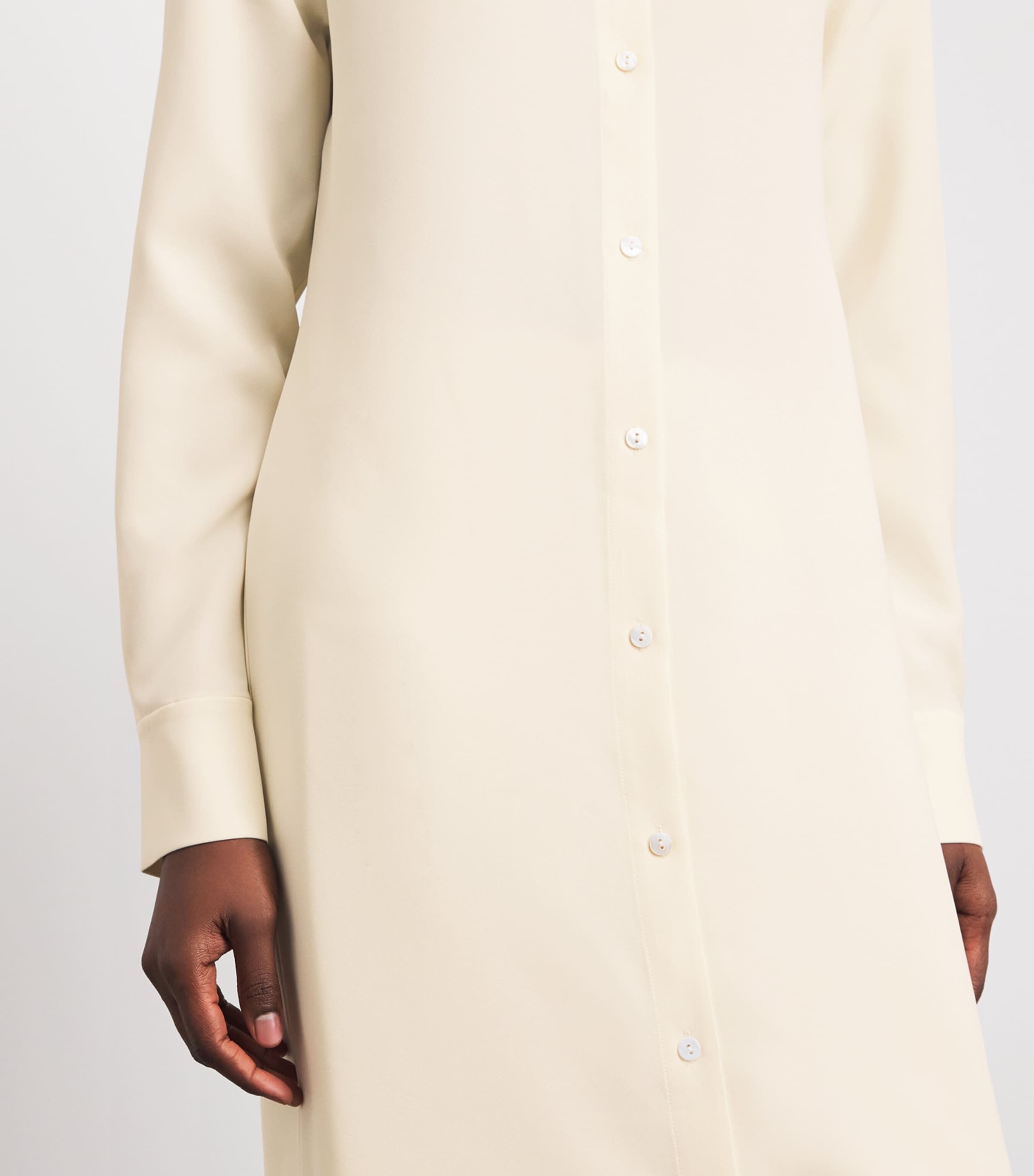 Almada Label Womens Crepe Nile Shirt Dress Cream Image 5