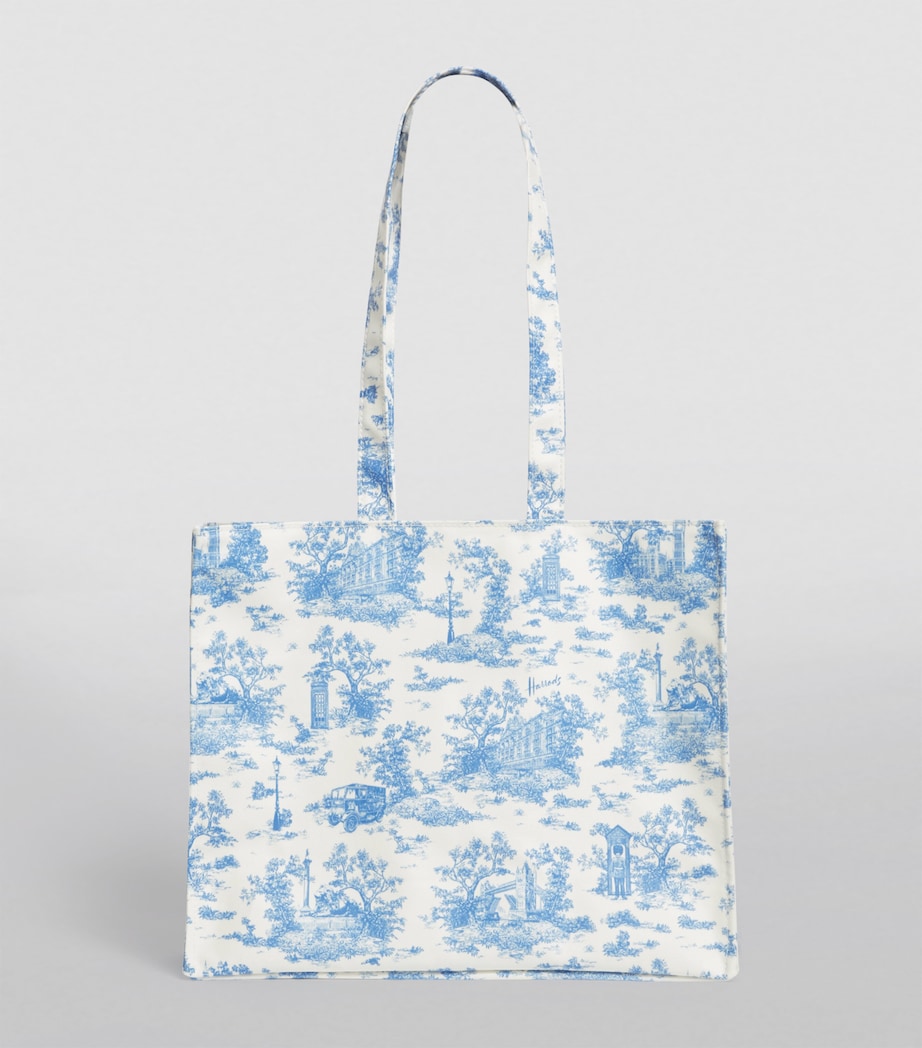 Harrods Toile Shoulder Tote Bag Blue Image 3