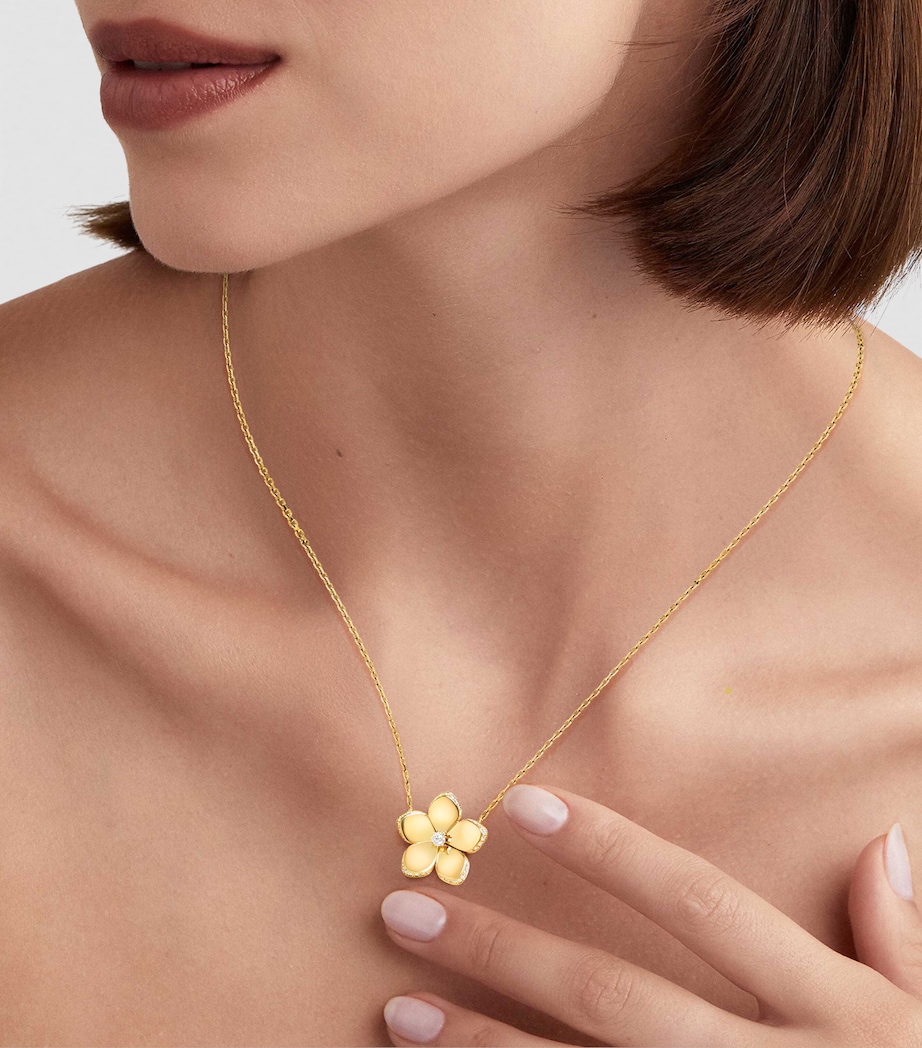Yellow Gold and Diamond Wild Flower Pendant Necklace YELLOW GOLD Image 3