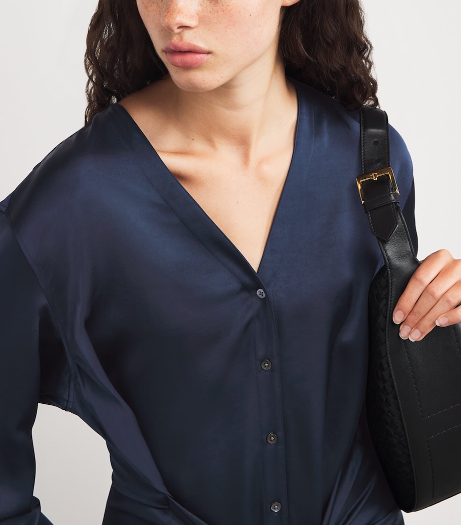 Satin Midi Shirt Dress NORFOLK BLUE Image 4