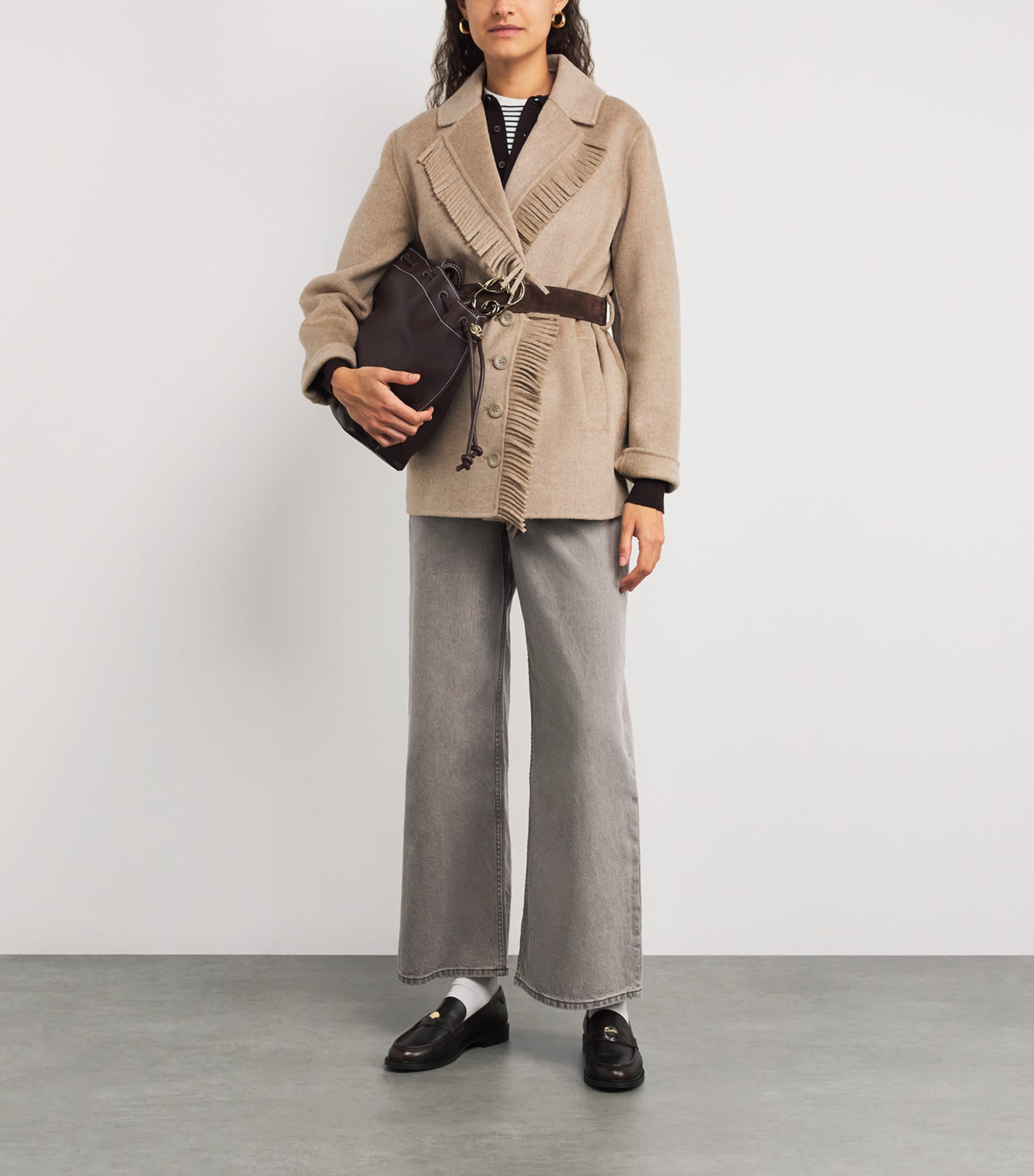 Wool-Blend Fringe Jacket BEIGE Image 2