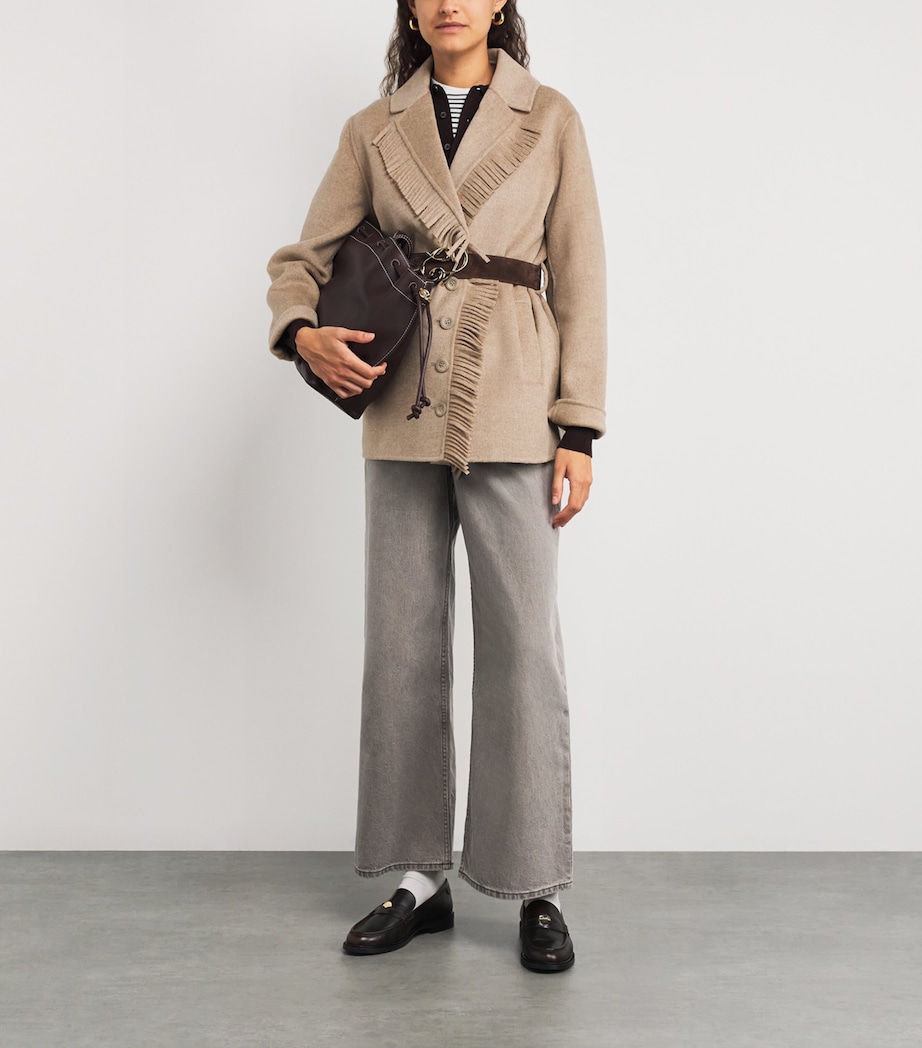 Wool-Blend Fringe Jacket BEIGE Image 2