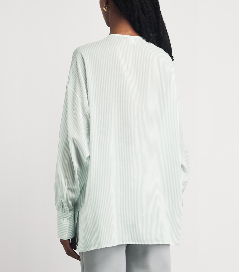 Eleventy Womens Cotton-Silk Stripe Shirt Giada Image 5