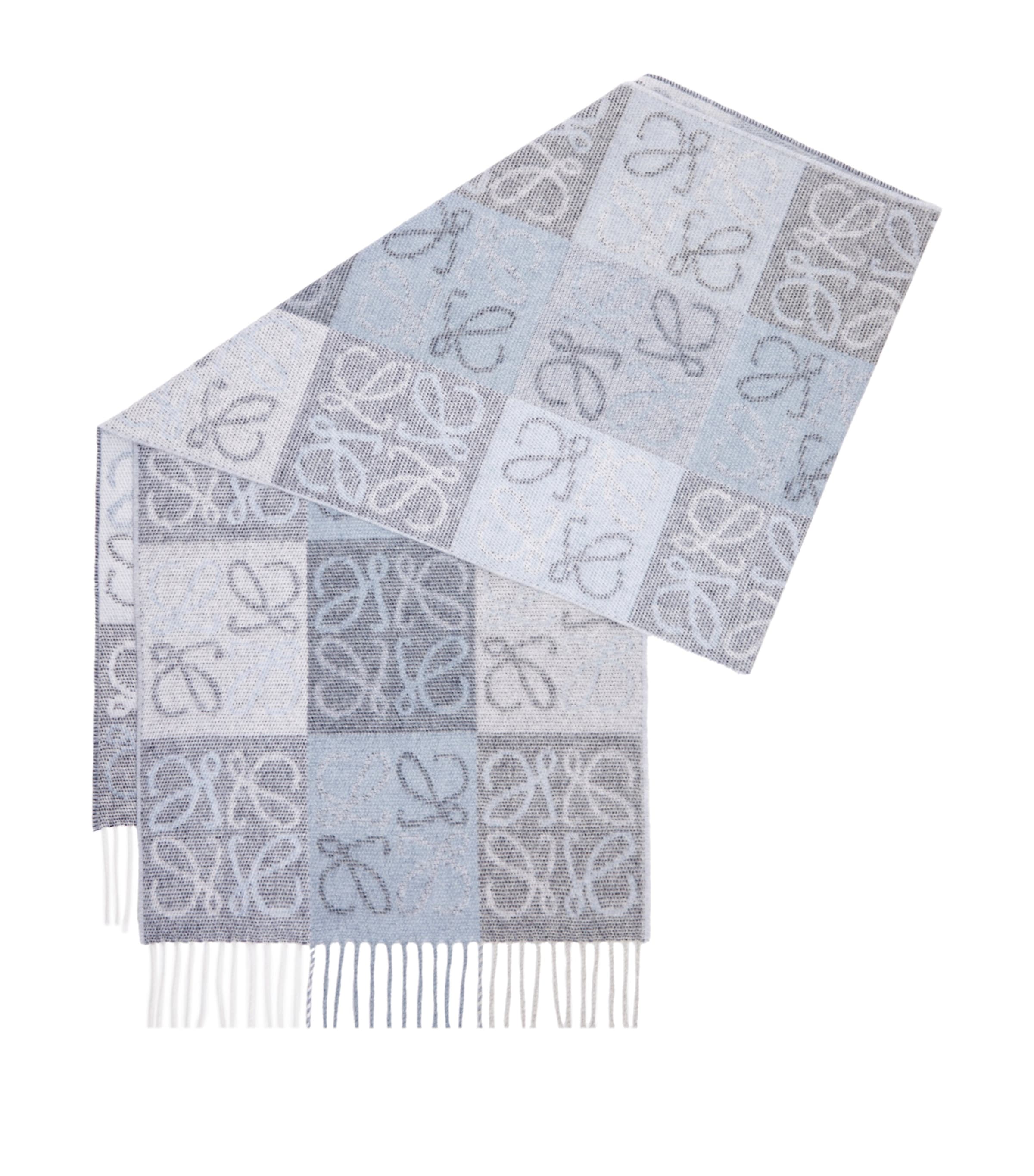 Wool-Cashmere Anagram Scarf BLUE/WHITE Image 3