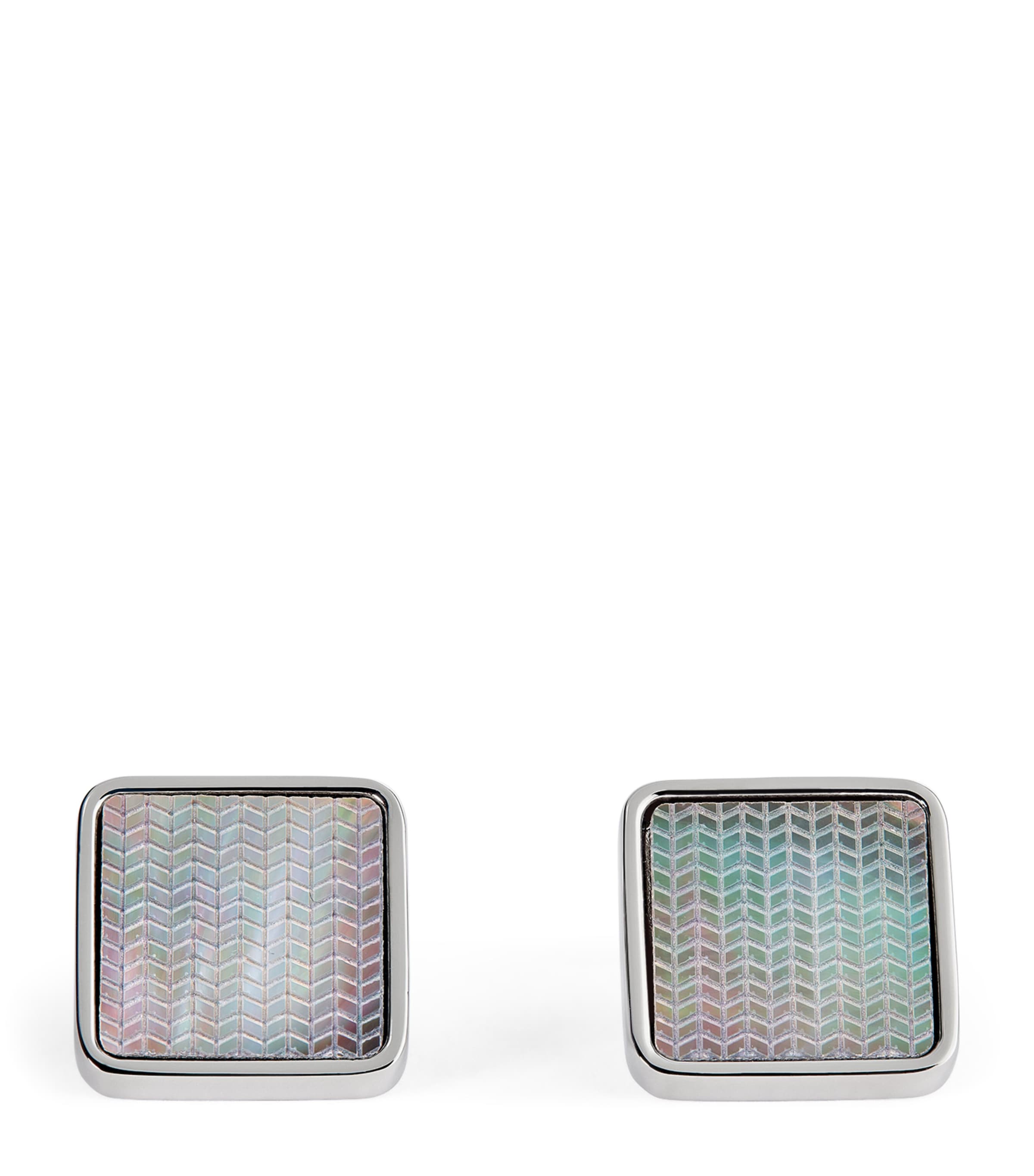 Babette Wasserman Mother-of-pearl Herringbone Cufflinks In Multi