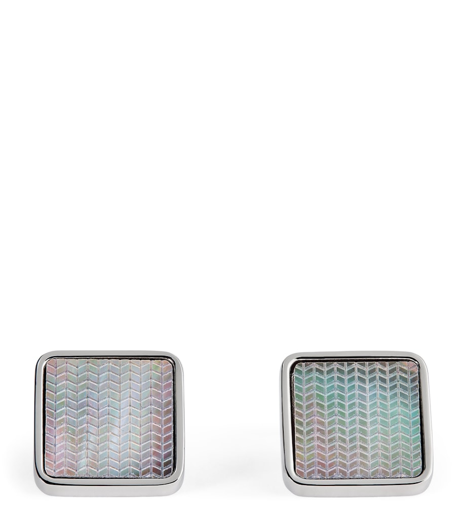 Babette Wasserman Mother-Of-Pearl Herringbone Cufflinks Silver Image 1