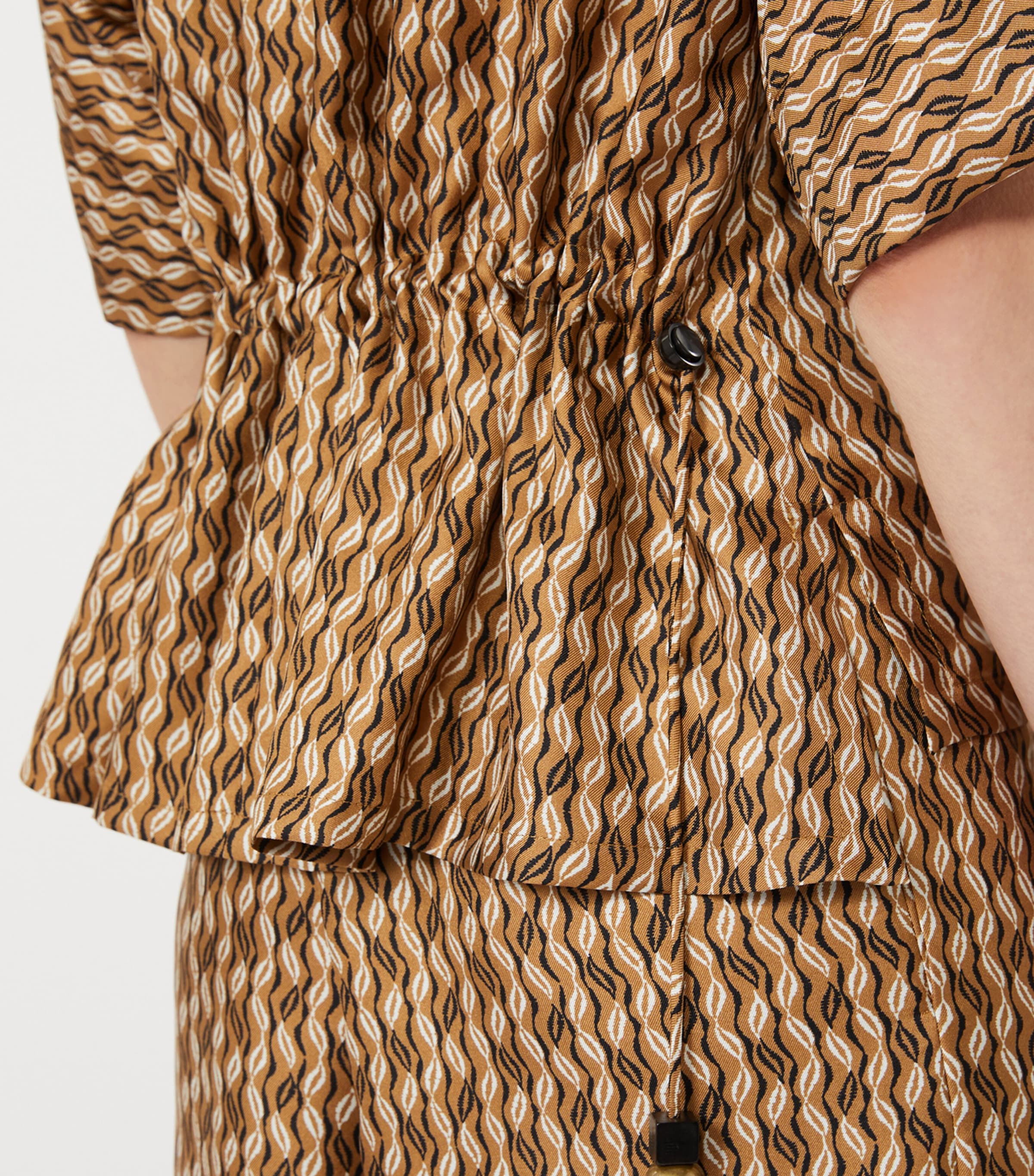 Max Mara Womens Silk Printed Short-Sleeve Blouse Hazelnut Brown Image 5