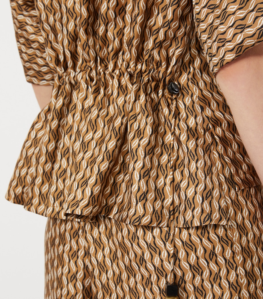 Max Mara Womens Silk Printed Short-Sleeve Blouse Hazelnut Brown Image 5