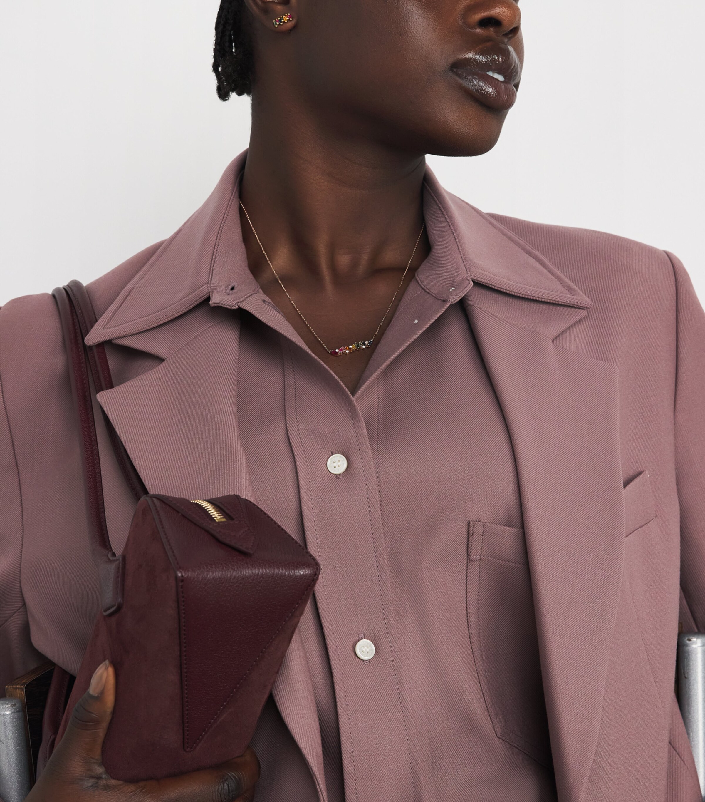 Yellow Gold, Diamond and Sapphire Zigzag Rainbow Stud Earrings 18K YG/RS Image 5