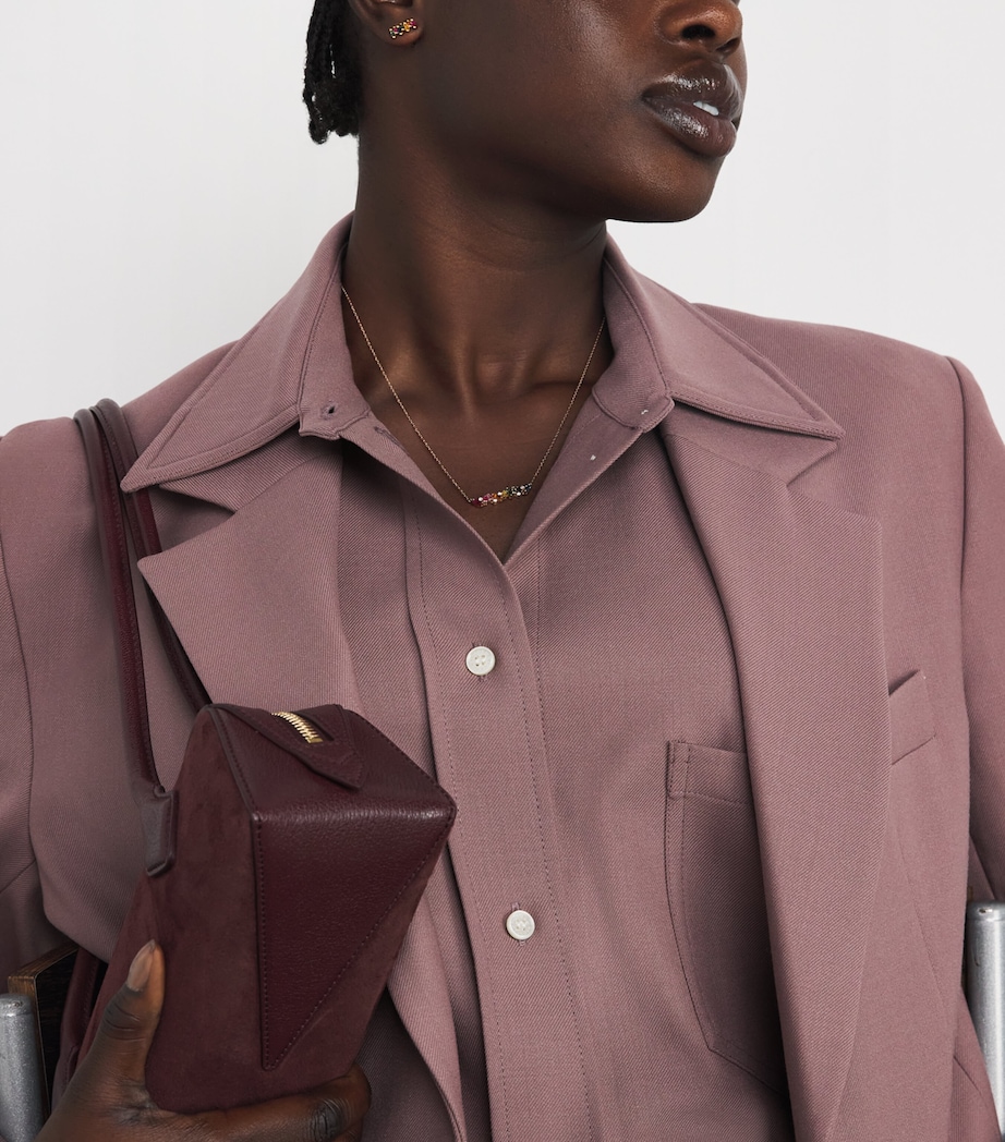 Yellow Gold, Diamond and Sapphire Zigzag Rainbow Stud Earrings 18K YG/RS Image 5