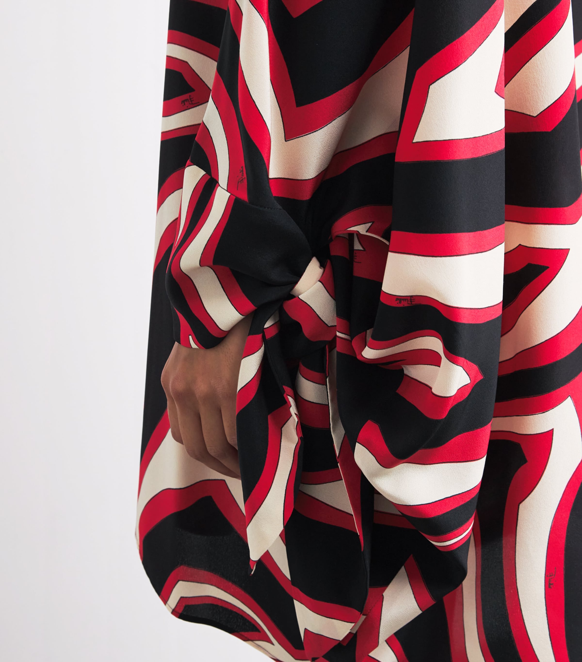 Silk Labirinto Print Mini Kaftan Dress 051/GOLD RED Image 4