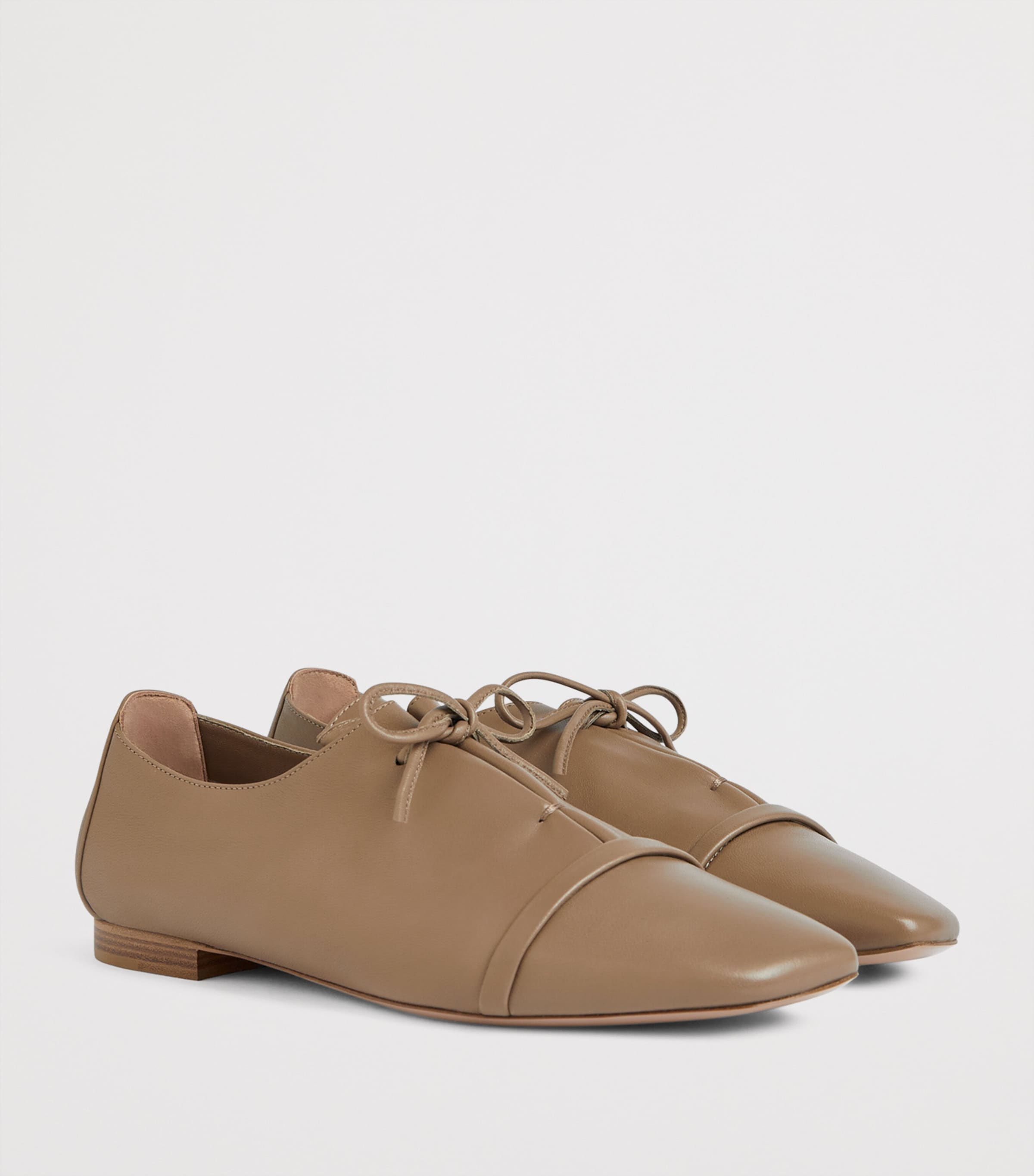 Nappa Leather Lace-Up Jean Flats TAUPE Image 3