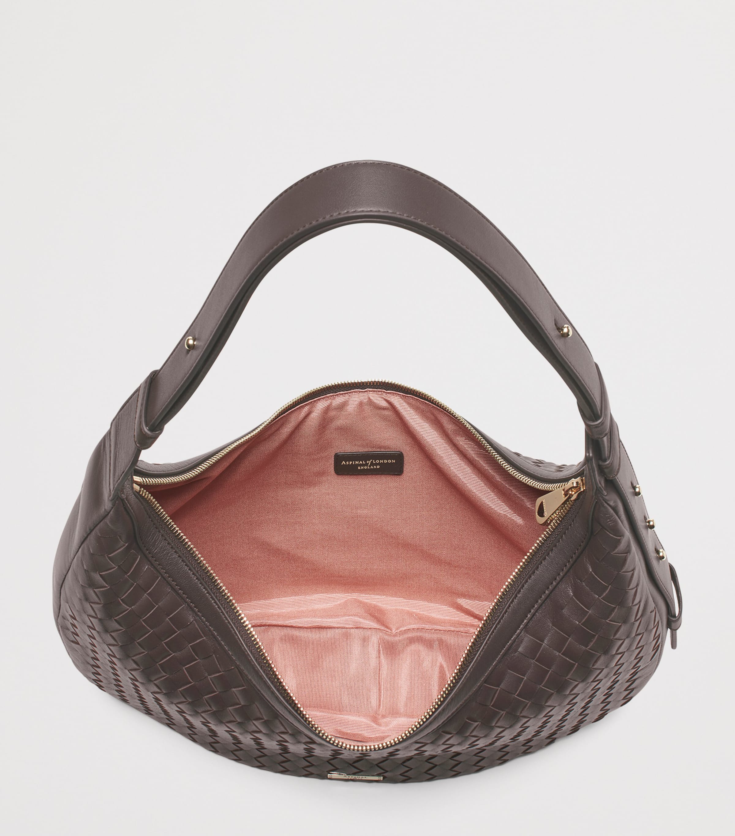 Aspinal Of London Leather Hudson Crescent Cross-Body Bag Chocolate Image 4