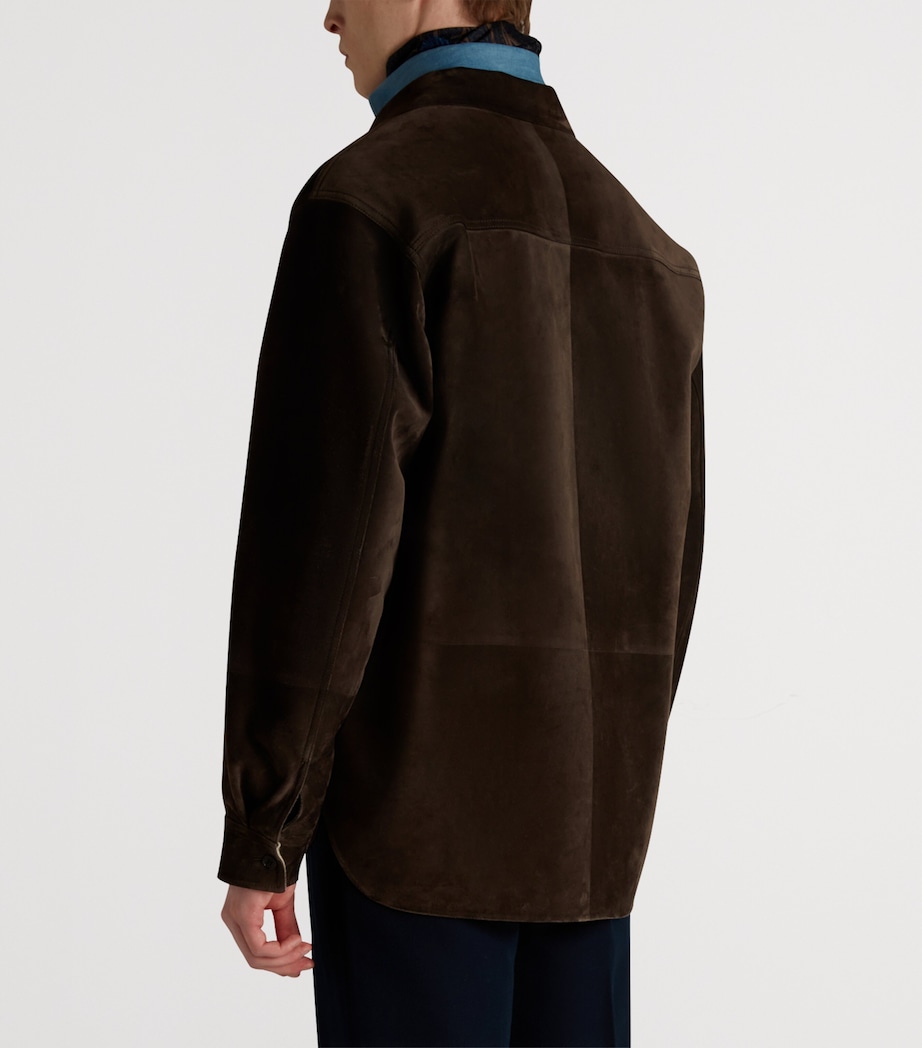 Suede Cashmere-Lined Overshirt 201BROWN Image 3