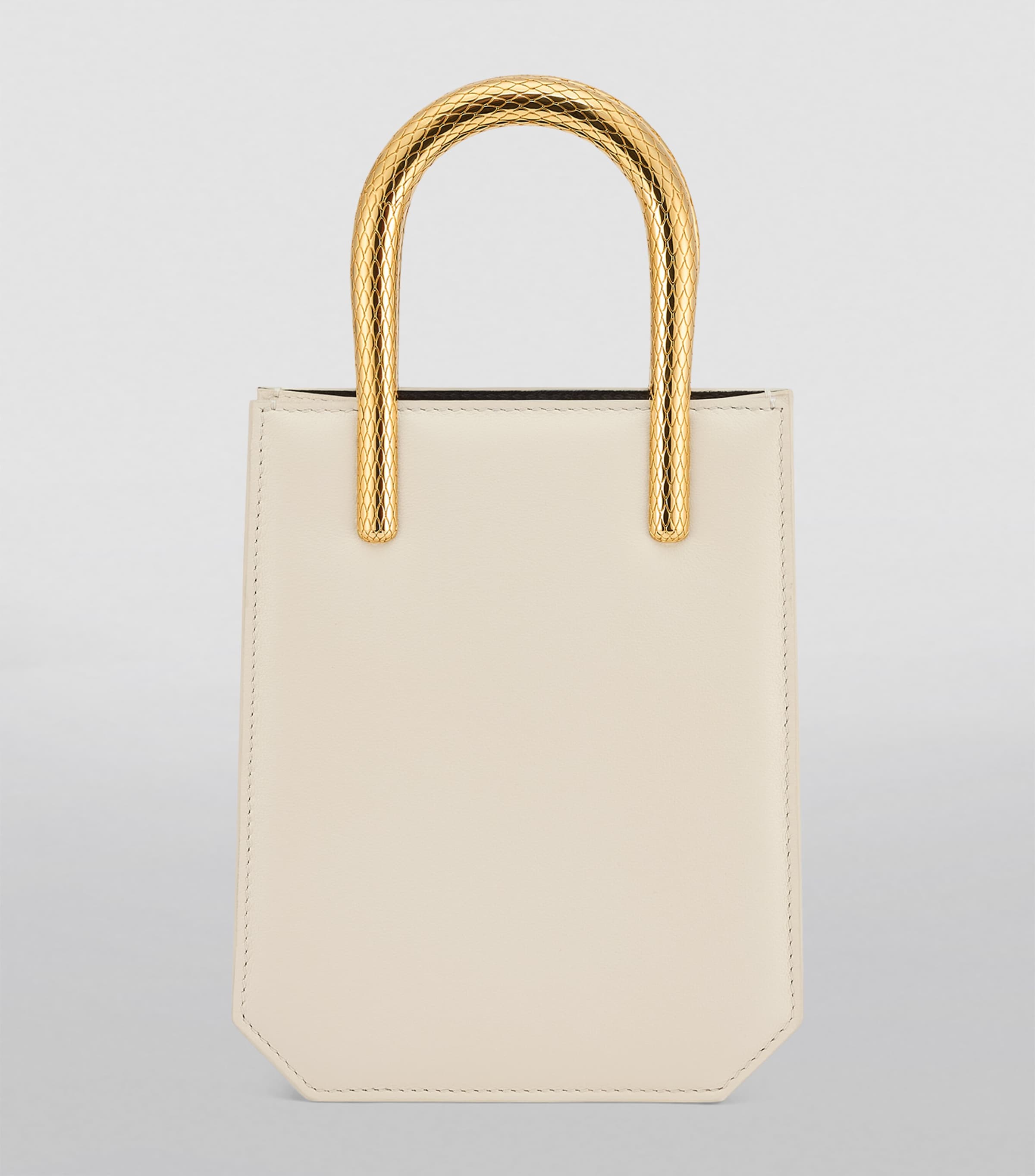 Mini Leather Serpentine Tote Bag WHITE Image 4