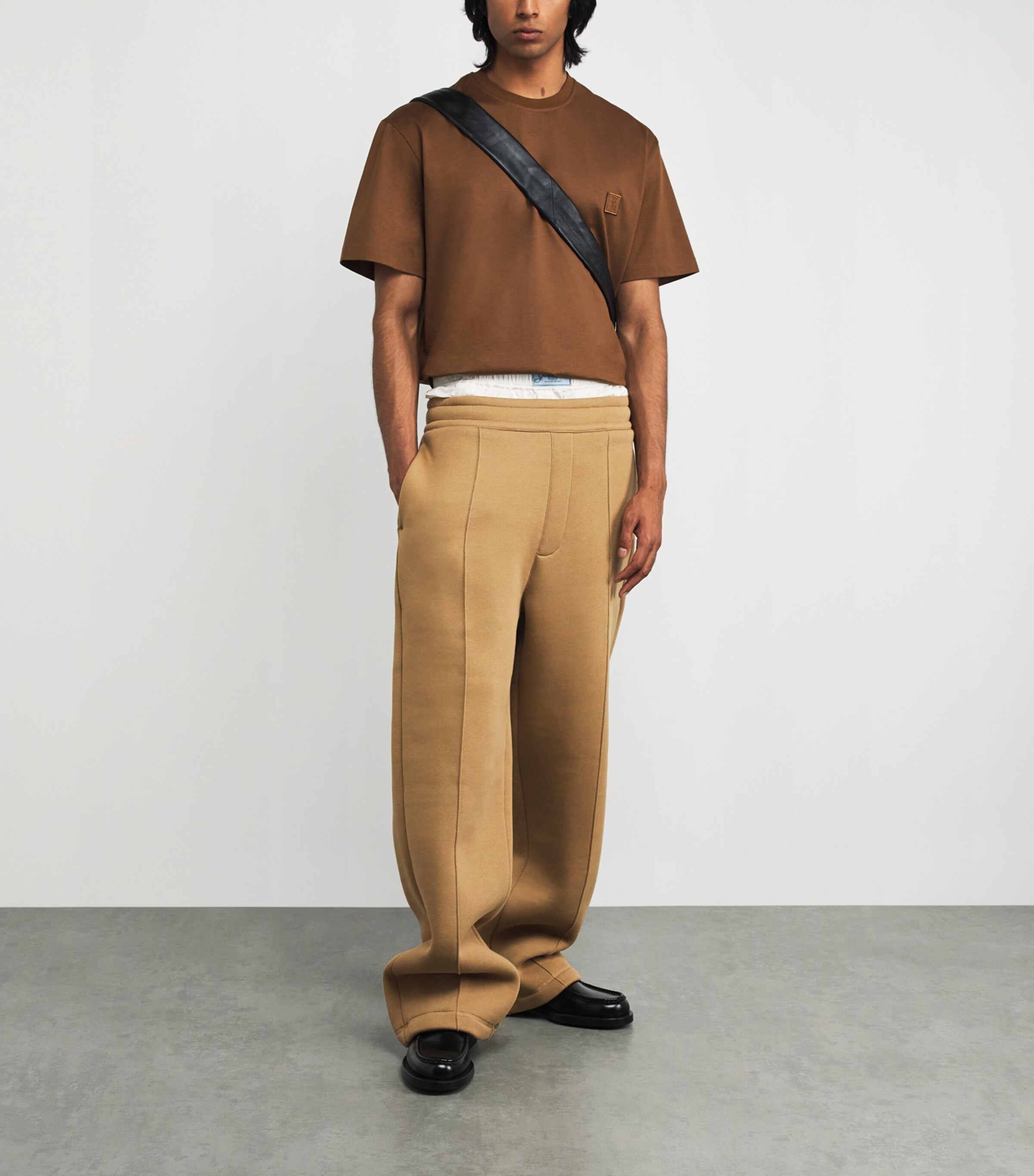 Wooyoungmi Mens Cotton Patch Back Logo T-Shirt Mud Image 2
