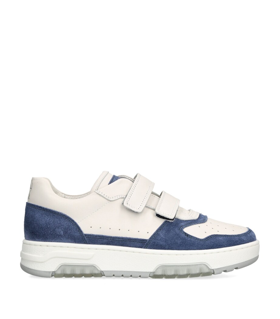 Brunello Cucinelli Kids Leather Suede-Trim Velcro Sneakers White/navy Image 1