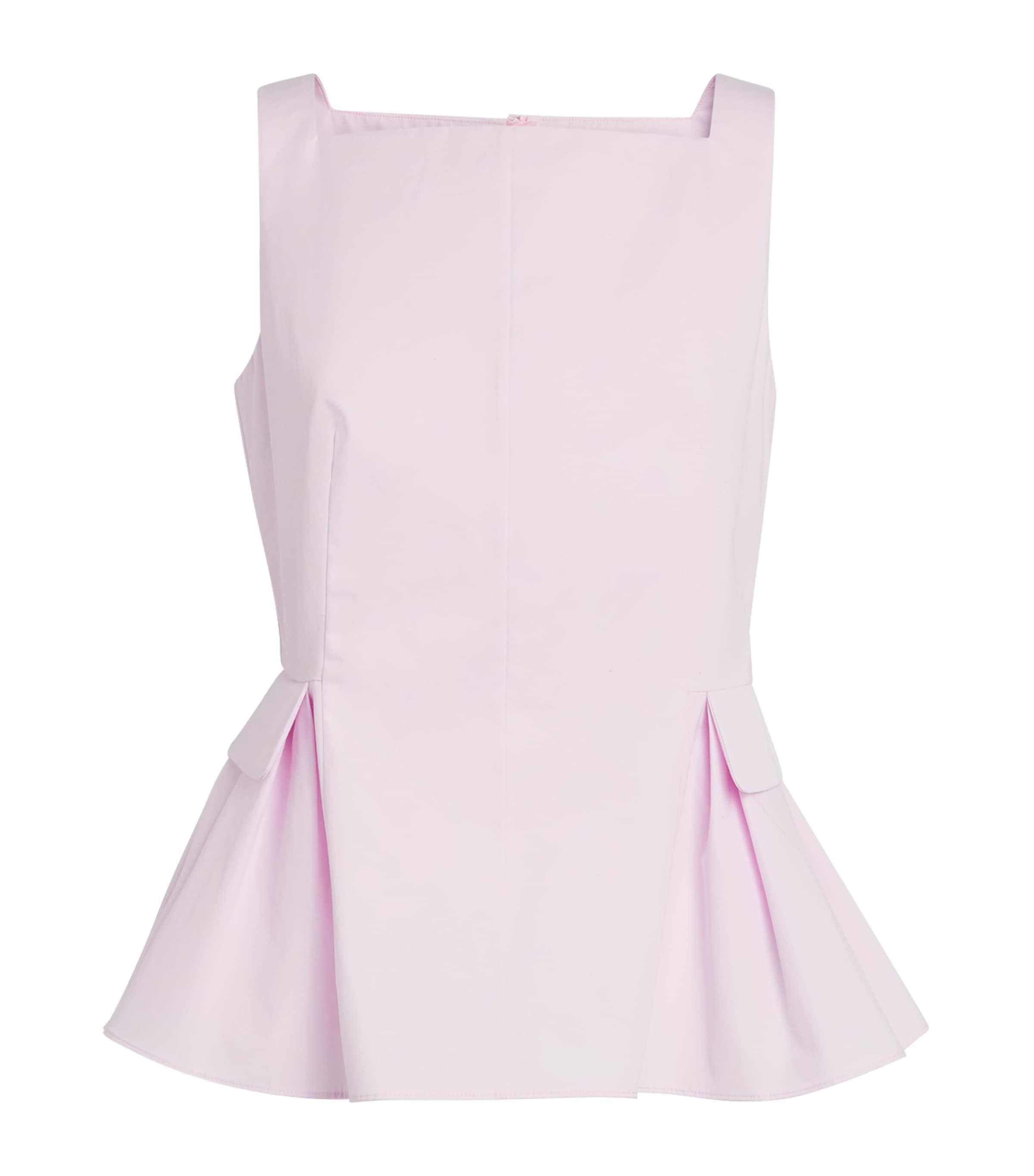 Adam Lippes Womens Cotton Soleil Peplum Top Pale Pink Image 1