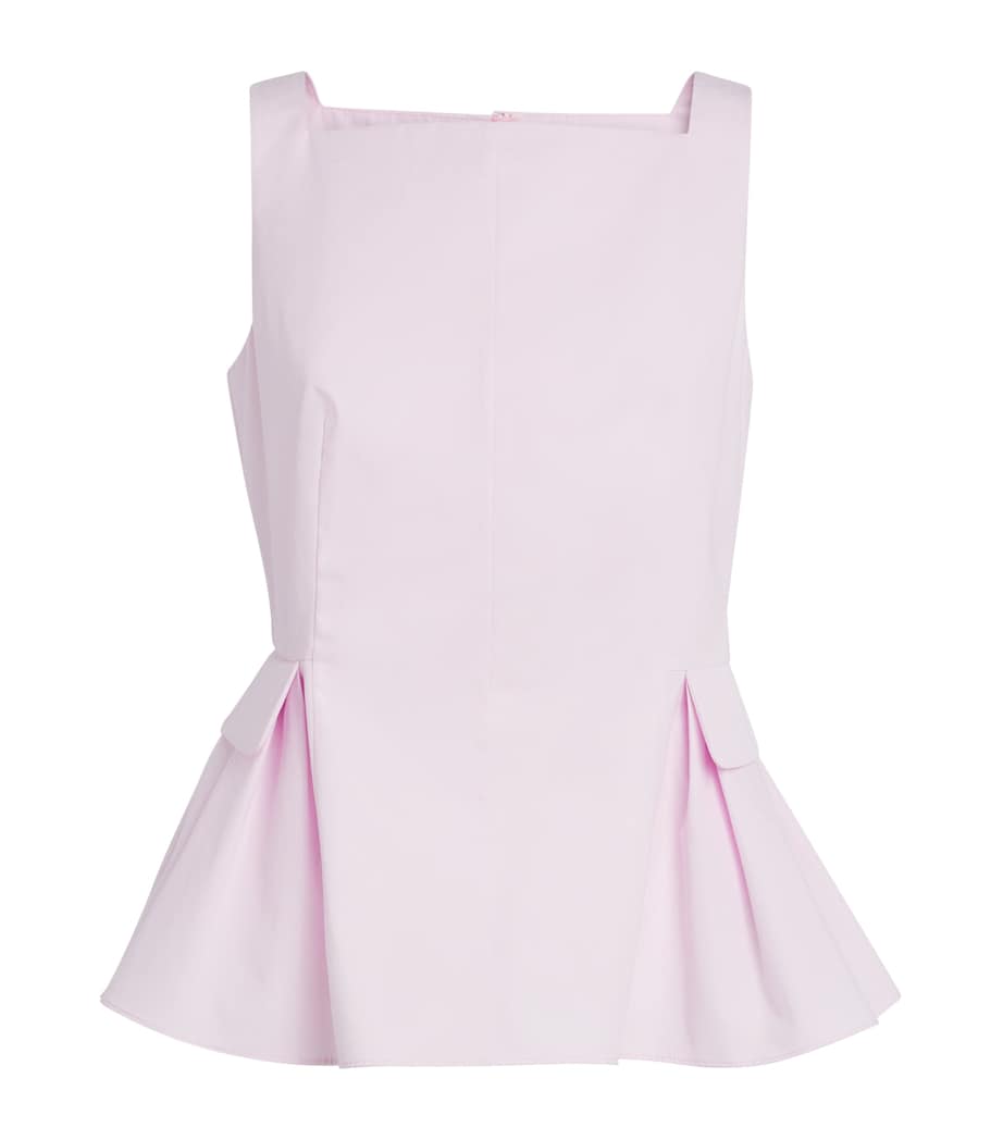 Adam Lippes Womens Cotton Soleil Peplum Top Pale Pink Image 1