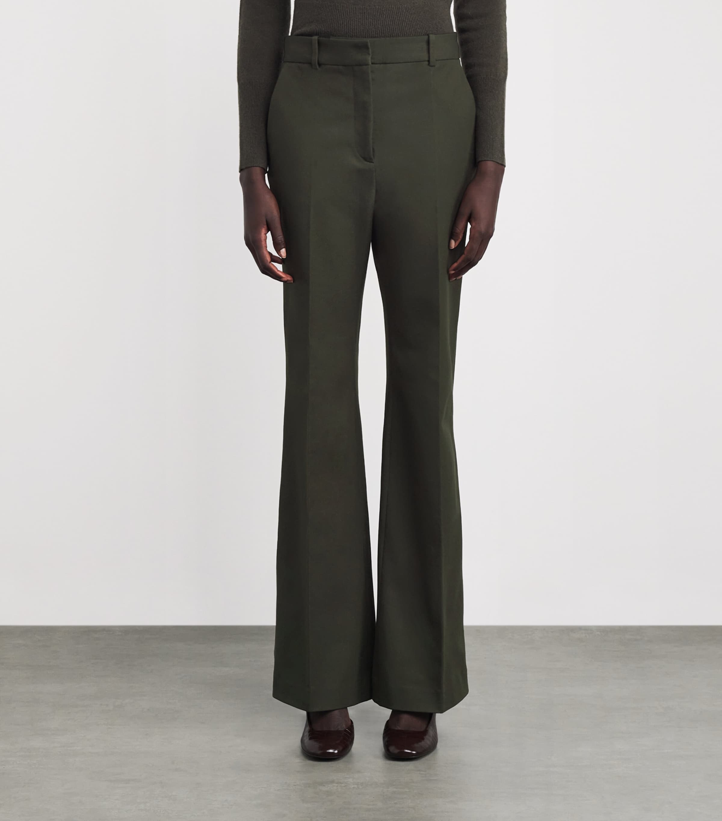 Joseph Womens Stretch-Gabardine Tafira Trousers Palm Leaf Image 3