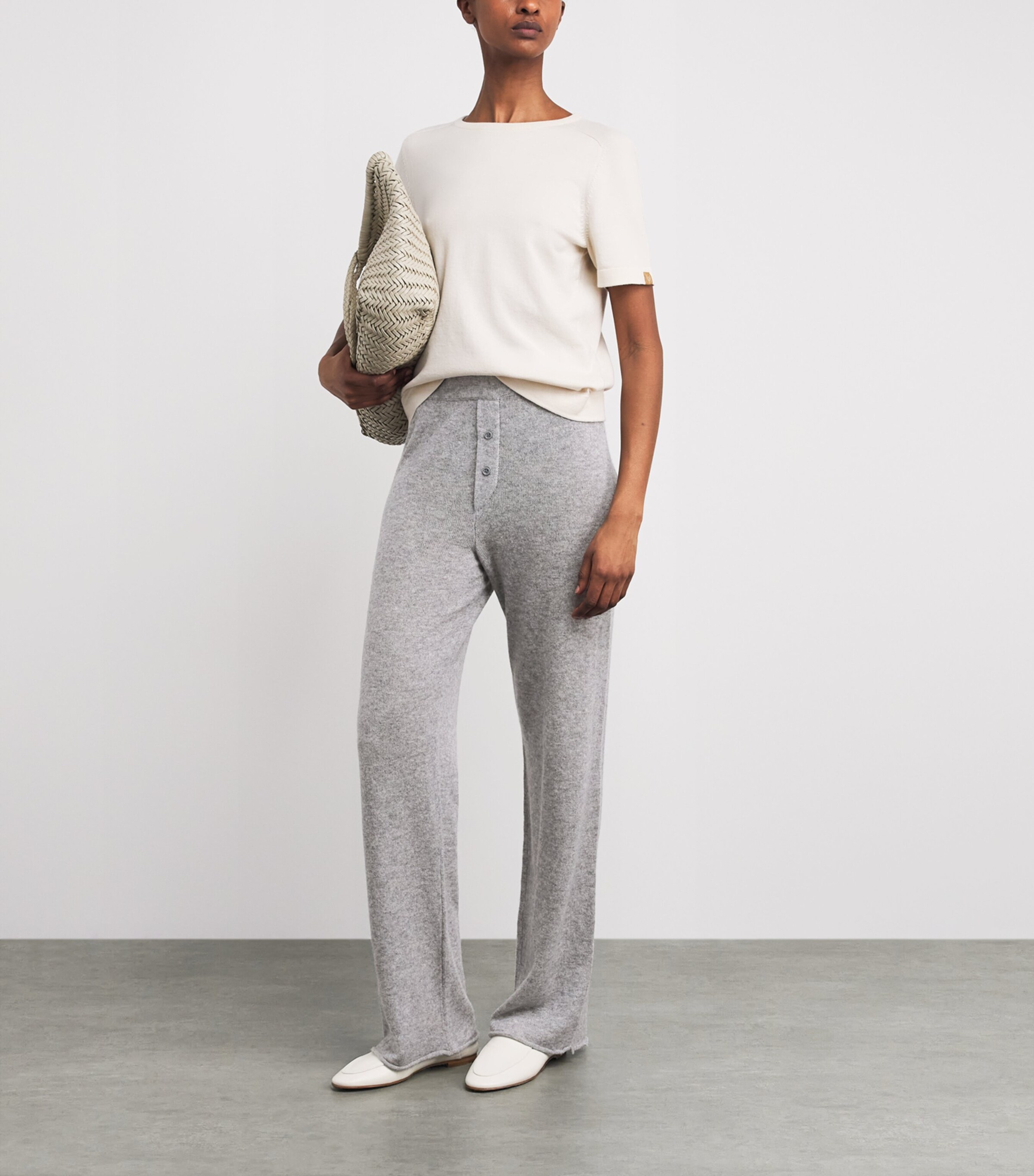 ÉTERNE Womens Cashmere Cruz Sweatpants Grey Image 2