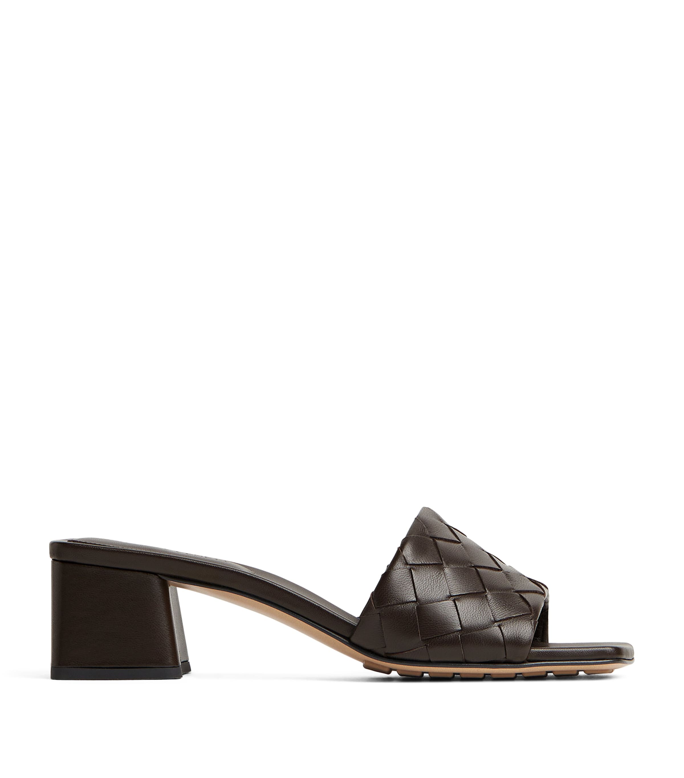 Bottega Veneta Lambskin Parco Heeled Mules 45 In Black