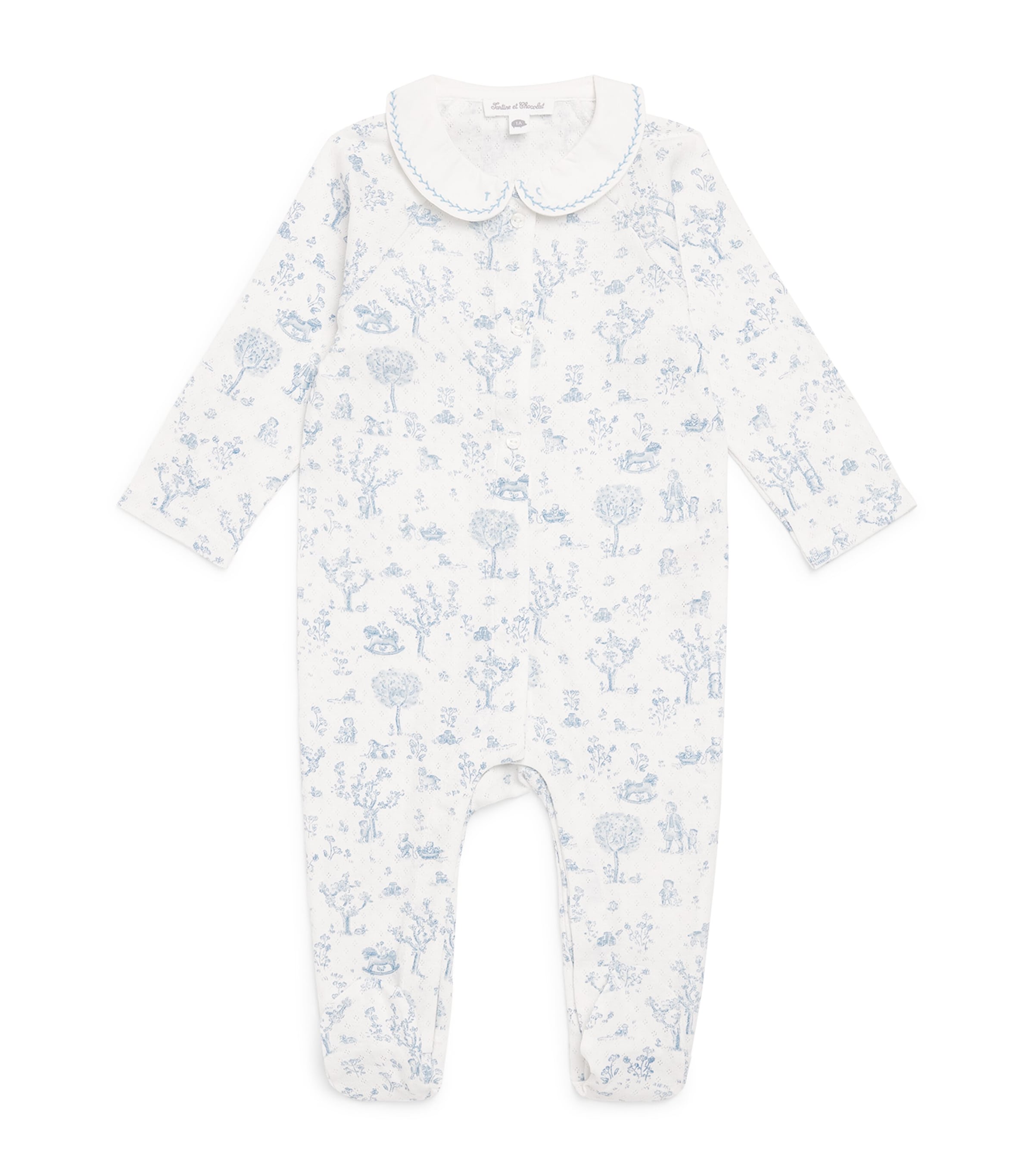 Cotton Printed All-In-One (0-24 Months) 41BLEU CIEL Image 1