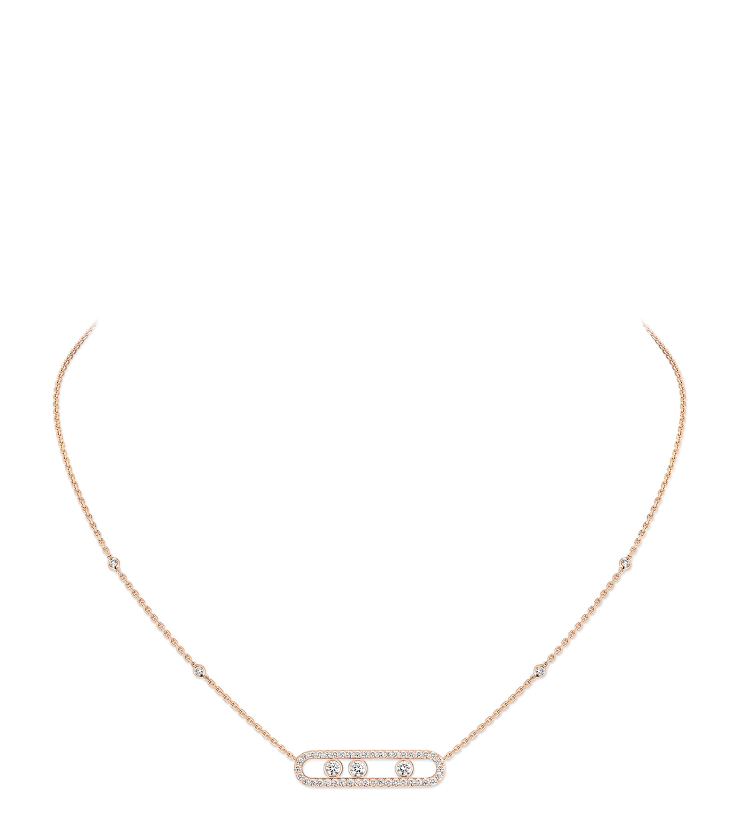 Messika Move Classique Pink Gold and Diamond Pavé Necklace (0.70ct) Pink Gold Image 1