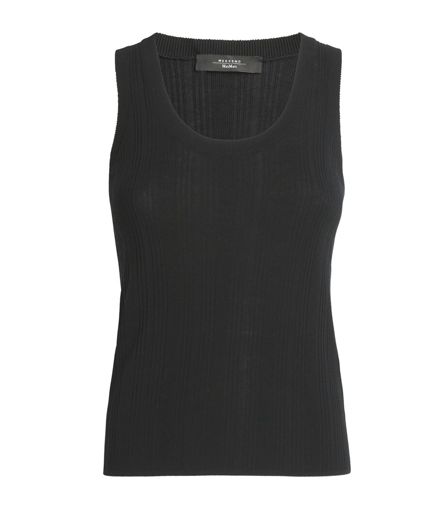 Weekend Max Mara Womens Rib-Knit Tank Top Black Image 1