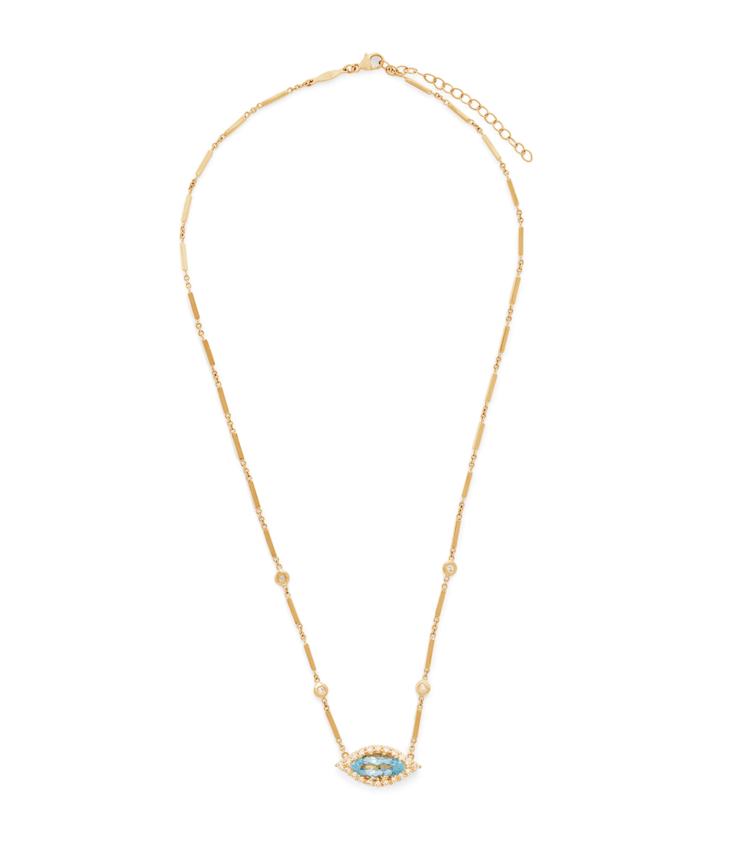 Jacquie Aiche Yellow Gold, Diamond And Aquamarine Centre Eye Necklace