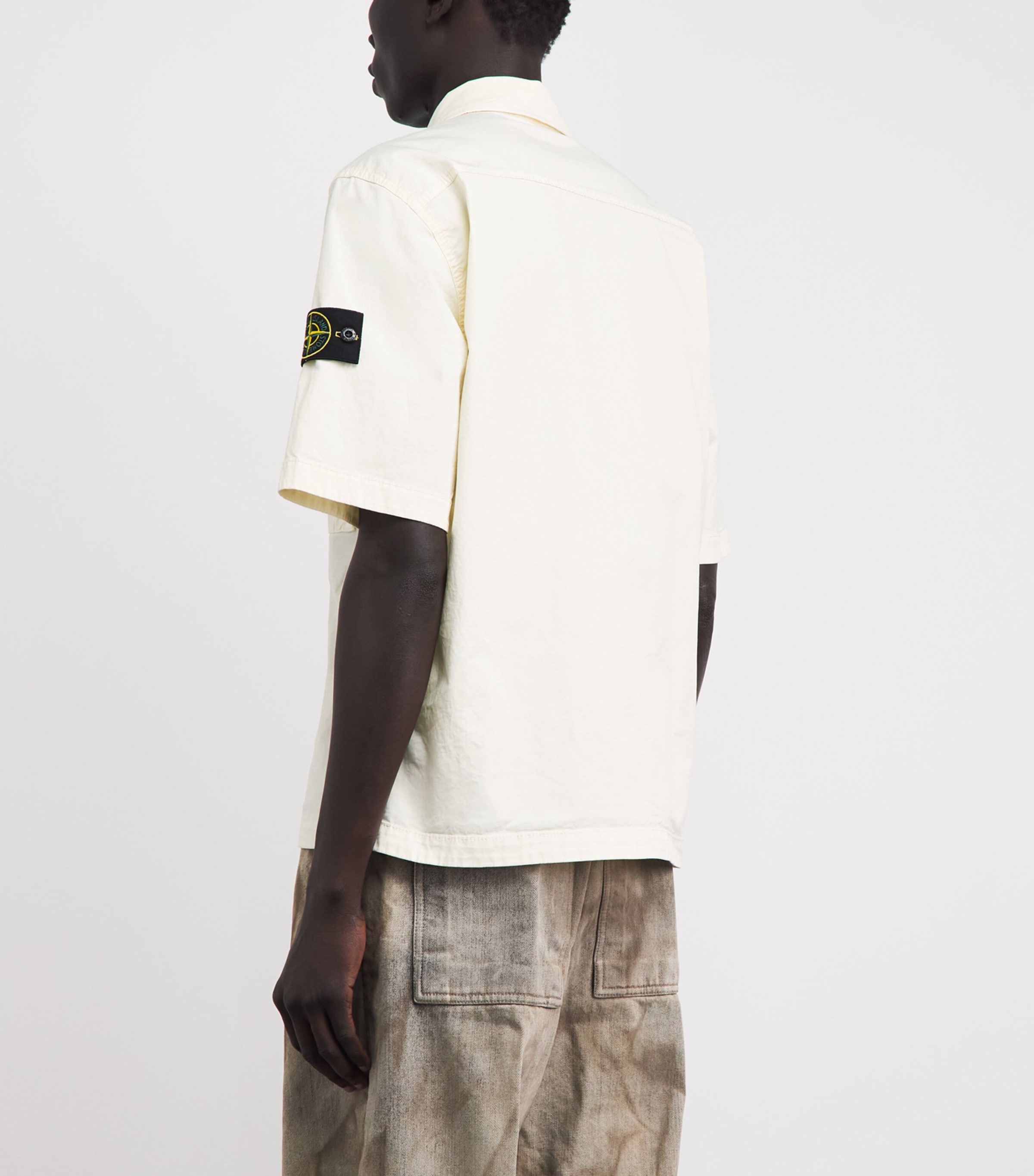 Stone Island Mens Stretch-Cotton Twill Shirt Image 5
