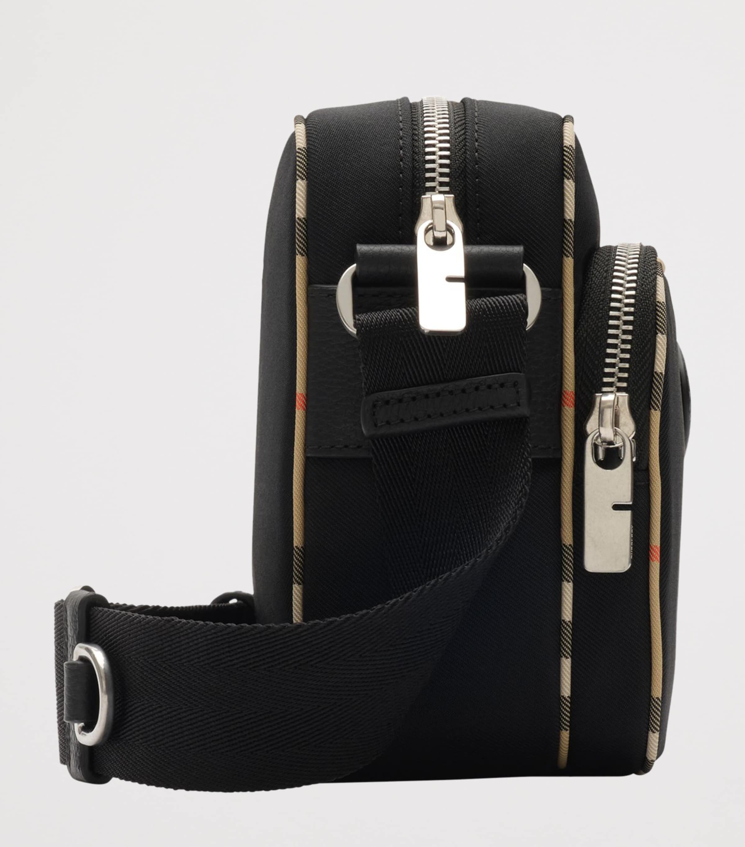 Burberry Check-Trim Cross-Body Bag Black Image 3