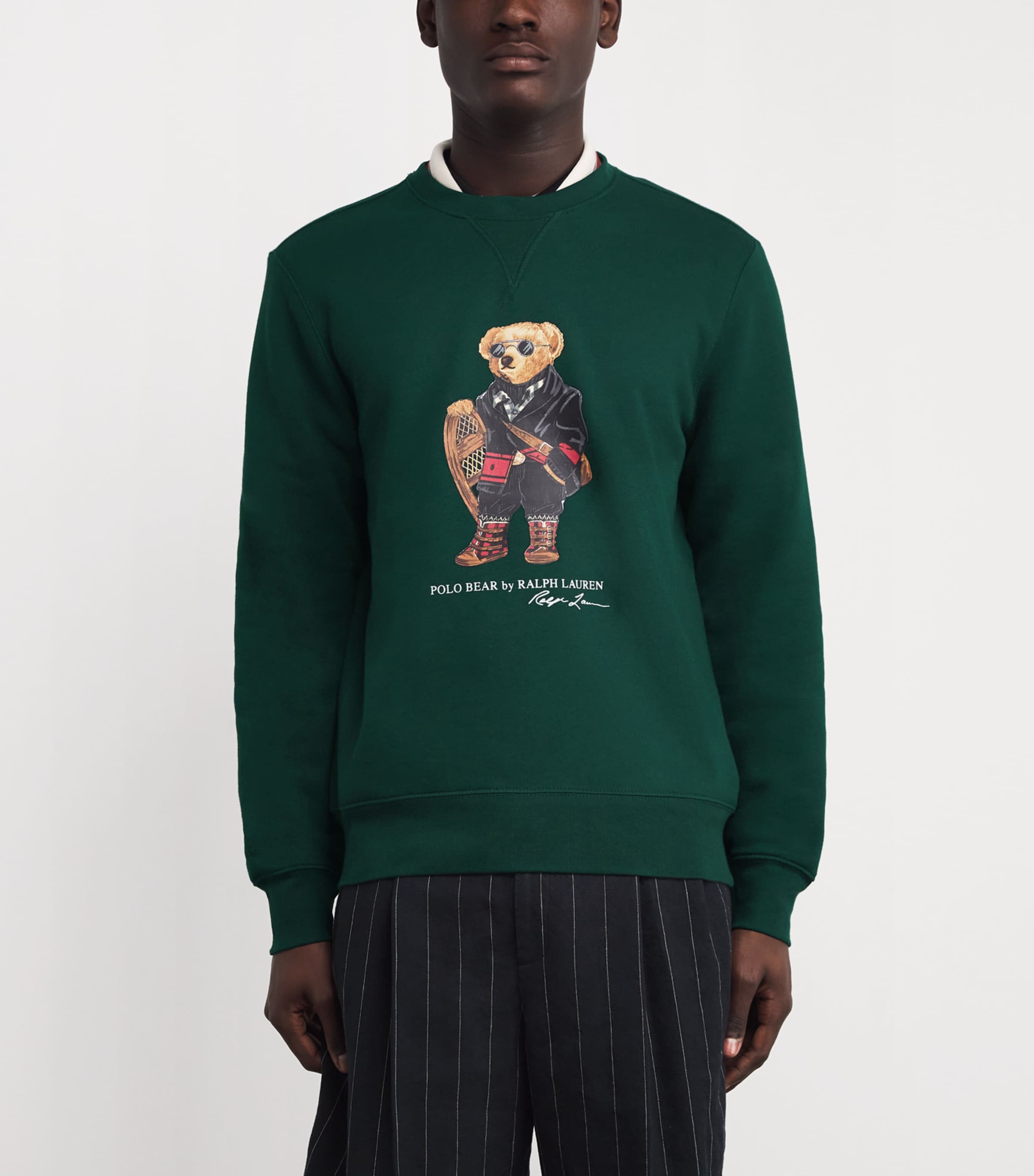 Cotton Holiday Bear Sweatshirt GREEN Image 3