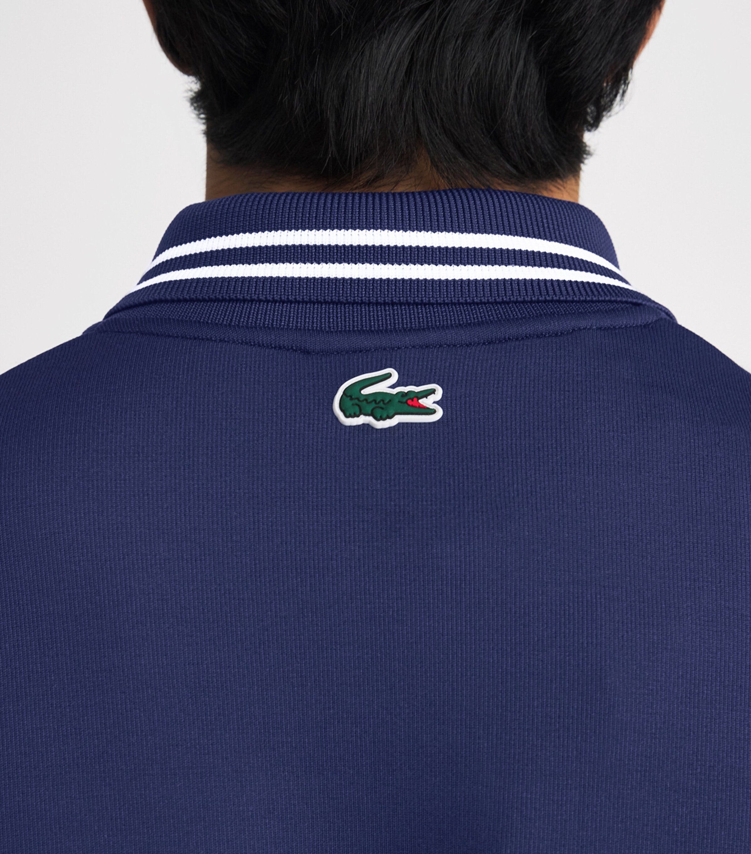 Lacoste Mens Heritage Polo-Collar Zipped Sweatshirt Navy Blue Image 3