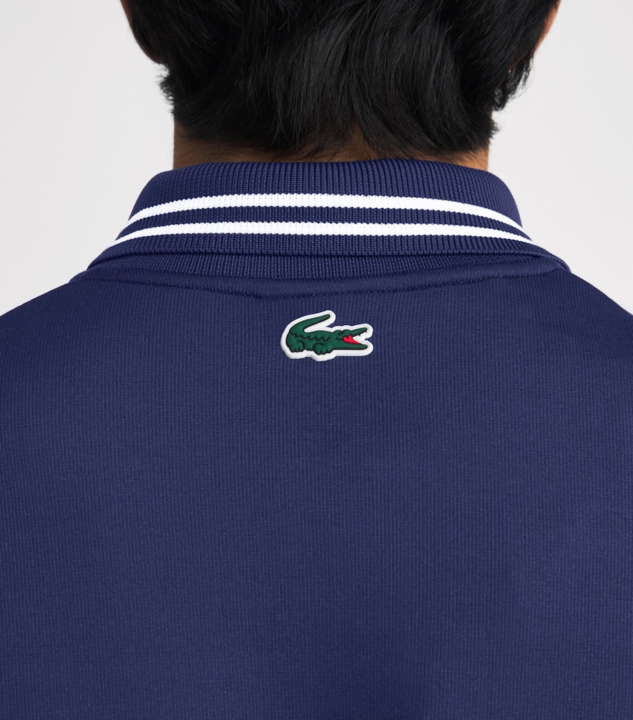 Lacoste Mens Heritage Polo-Collar Zipped Sweatshirt Navy Blue Image 3