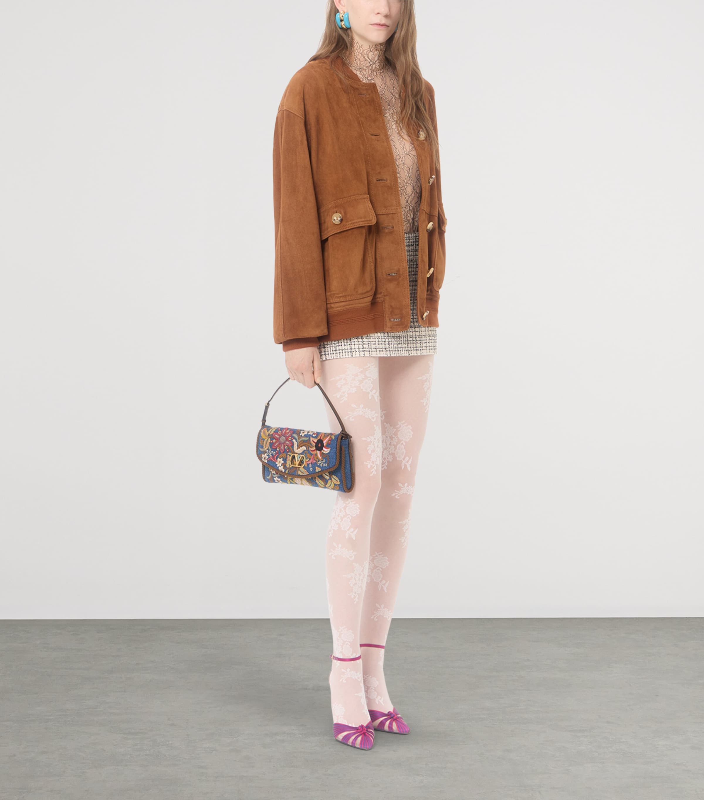 Valentino Garavani Embroidered DeVain Shoulder Bag Aqm Image 2