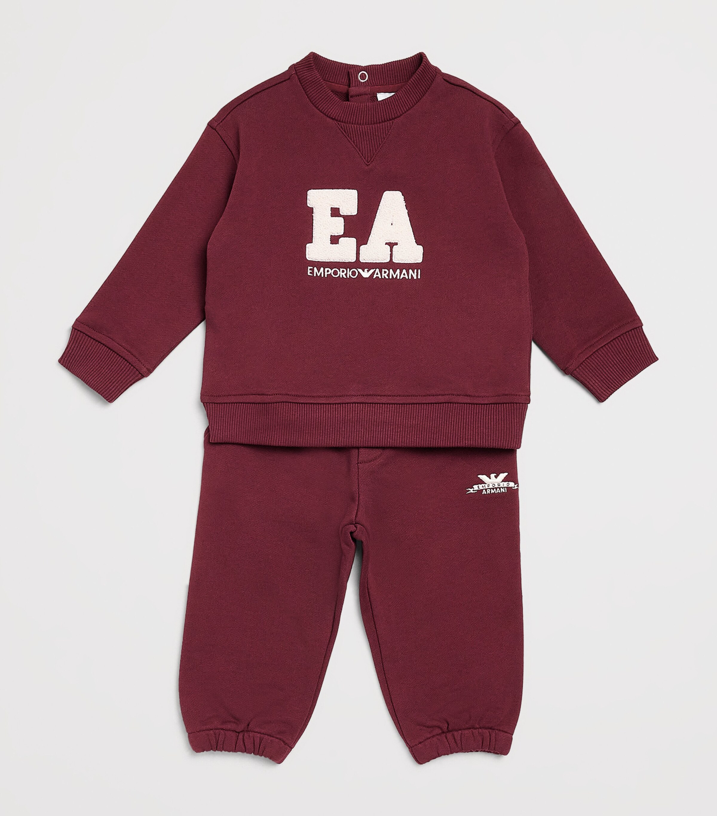 Emporio Armani Kids Cotton Logo Sweatpants (6-36 Months) Maroon Banner Image 3