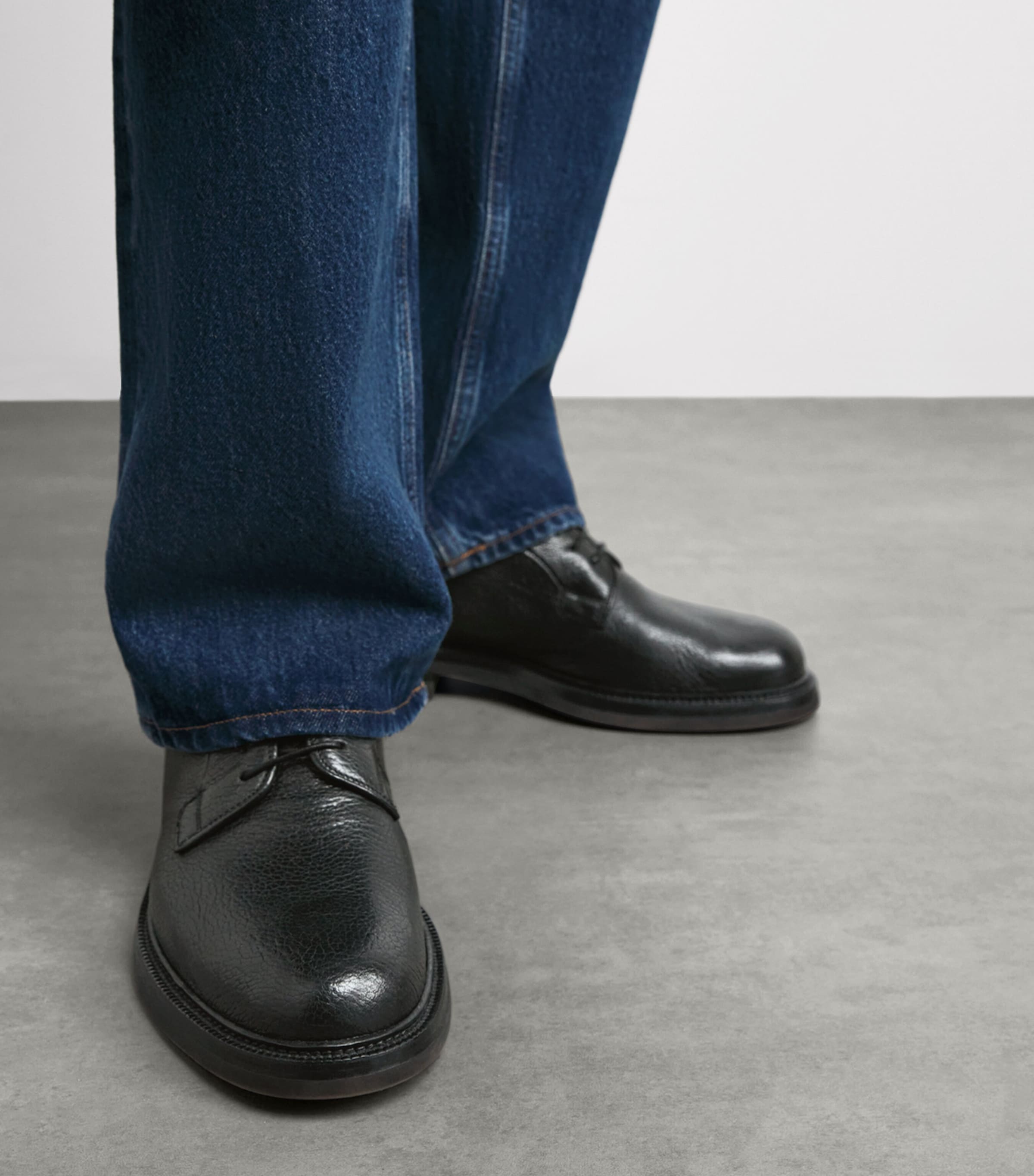 Leather Aston Flexi Derby Shoes BLACK Image 2