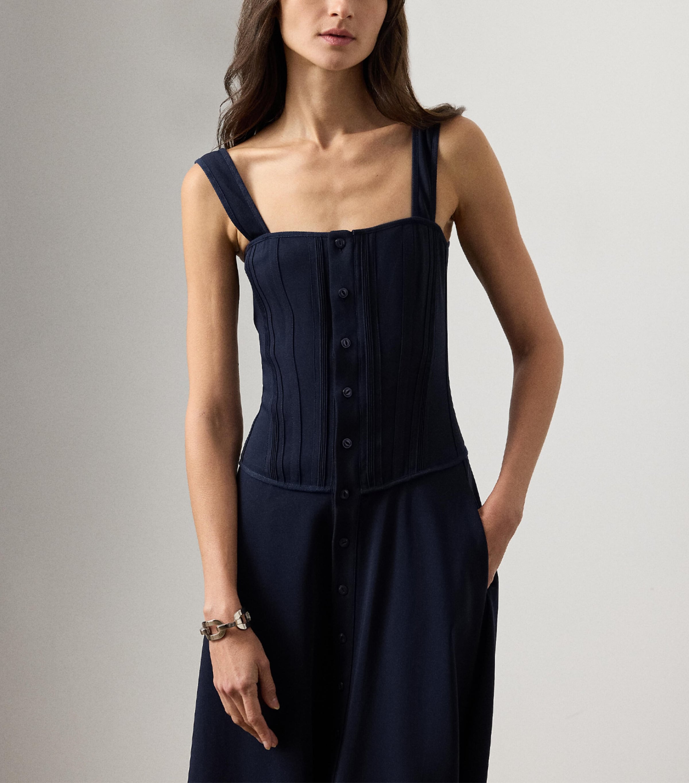 Ralph Lauren Collection Womens Sophee A-Line Midi Dress Navy Image 4