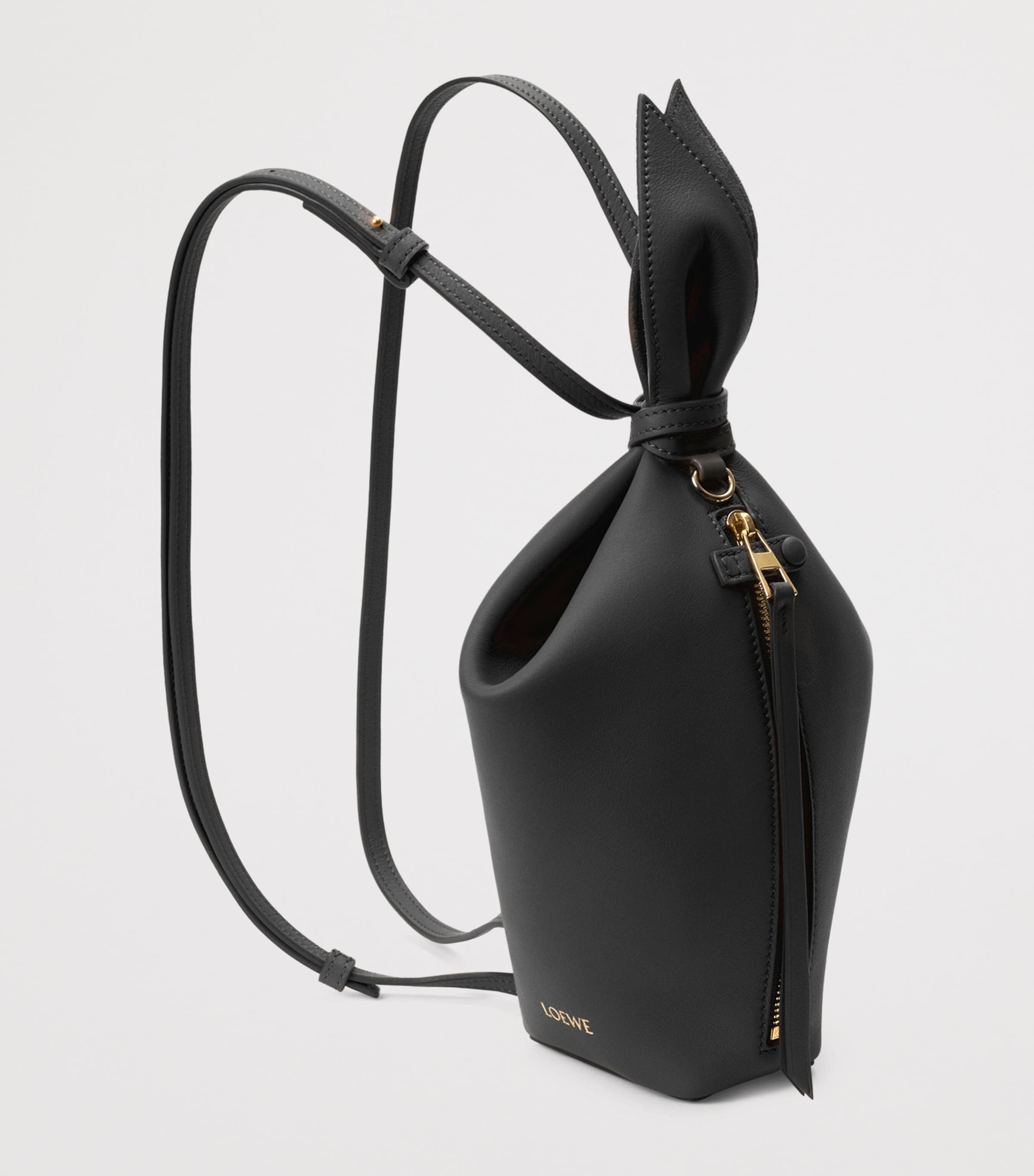 LOEWE Leather Scarf Backpack Black Image 3