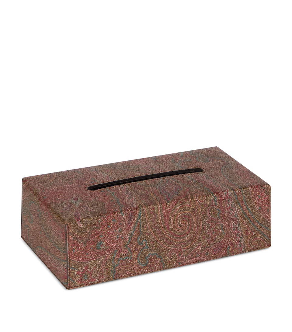 Etro Cotton-Blend and Leather Arnica Tissue Box Red