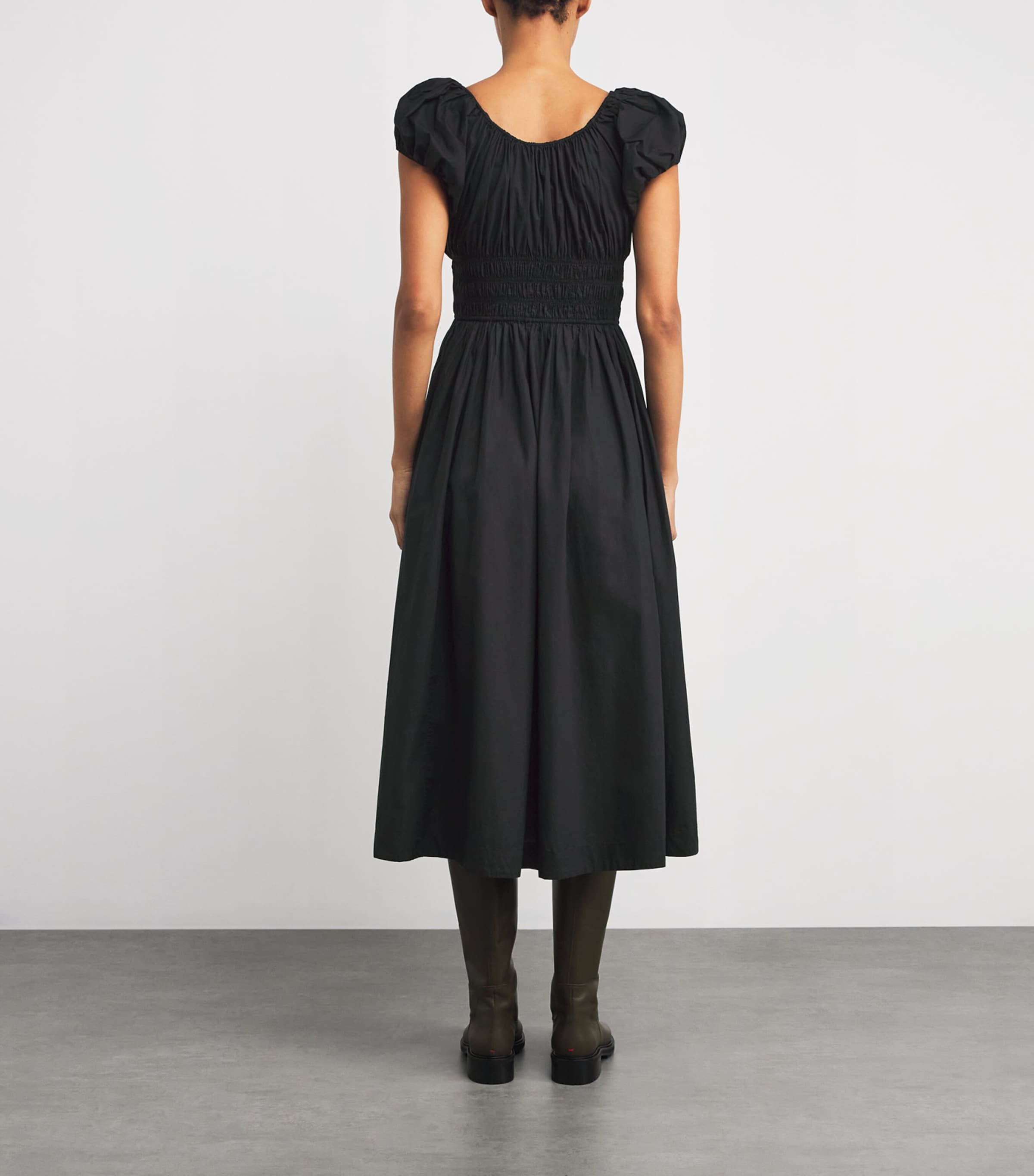 Organic Cotton Quinn Midi Dress BLACK Image 3
