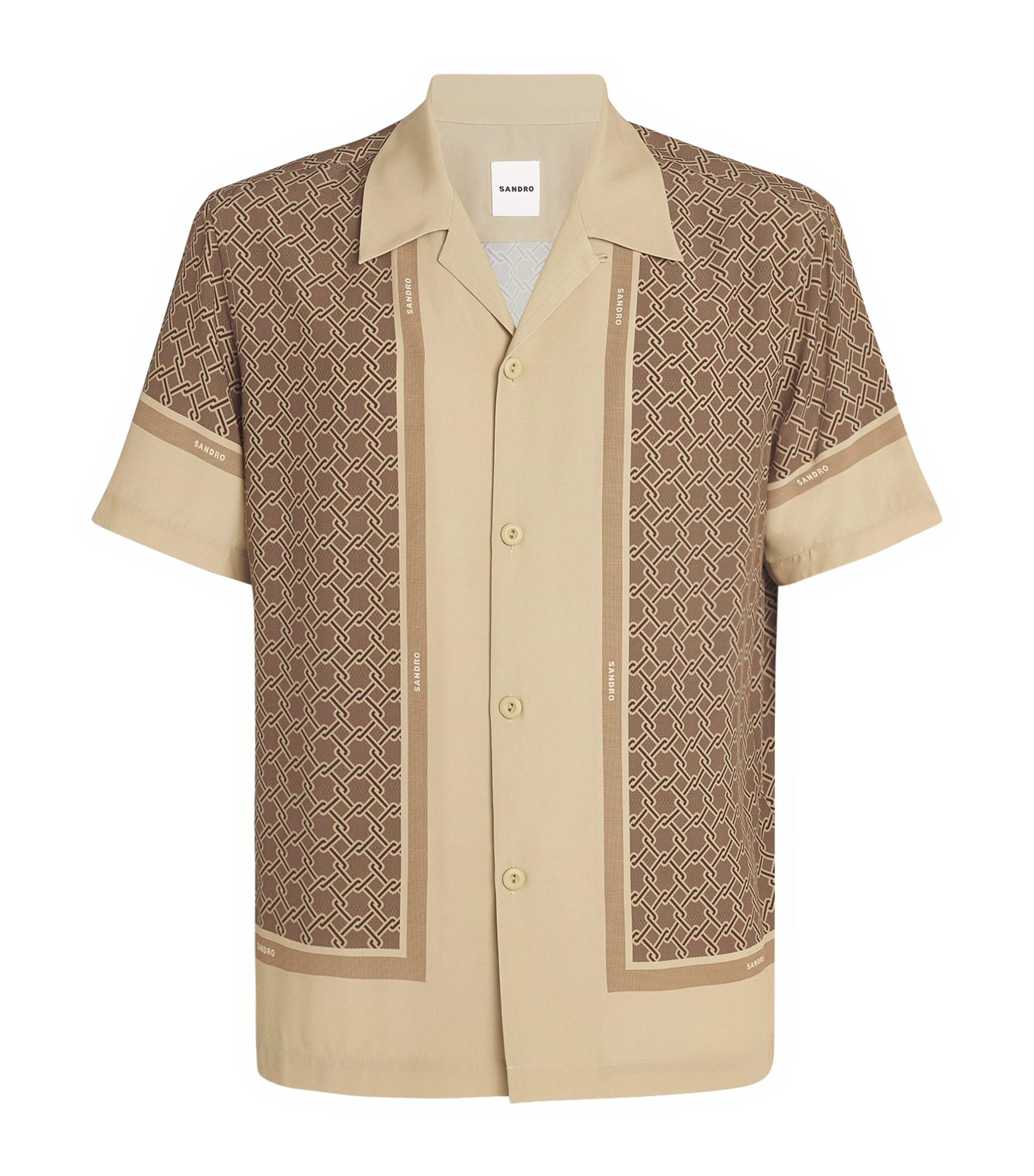 Sandro Satin Patterned Shirt In Beige